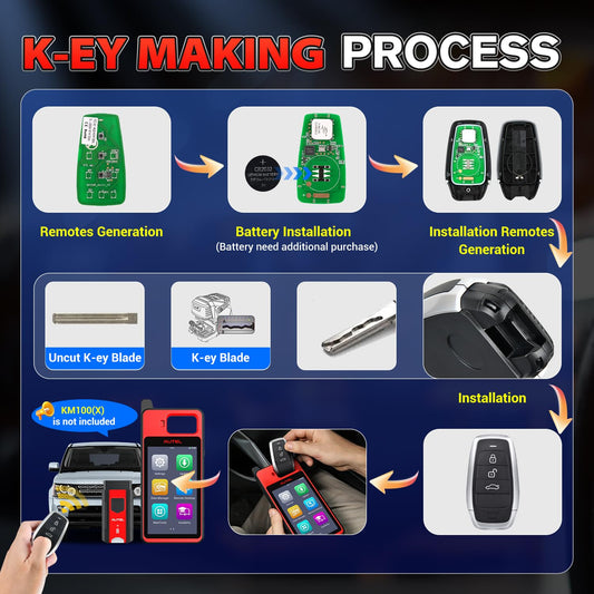 Autel Programmable Universal Blank Key Fob 3-Button for 700+ Cars