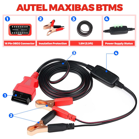 Autel MaxiBAS BTMS Memory Saver for Car Battery – OBDII Tool