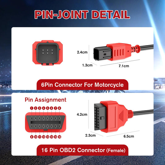 Autel Euro 5 6-Pin OBD Adapter for Motorcycle Diagnostics