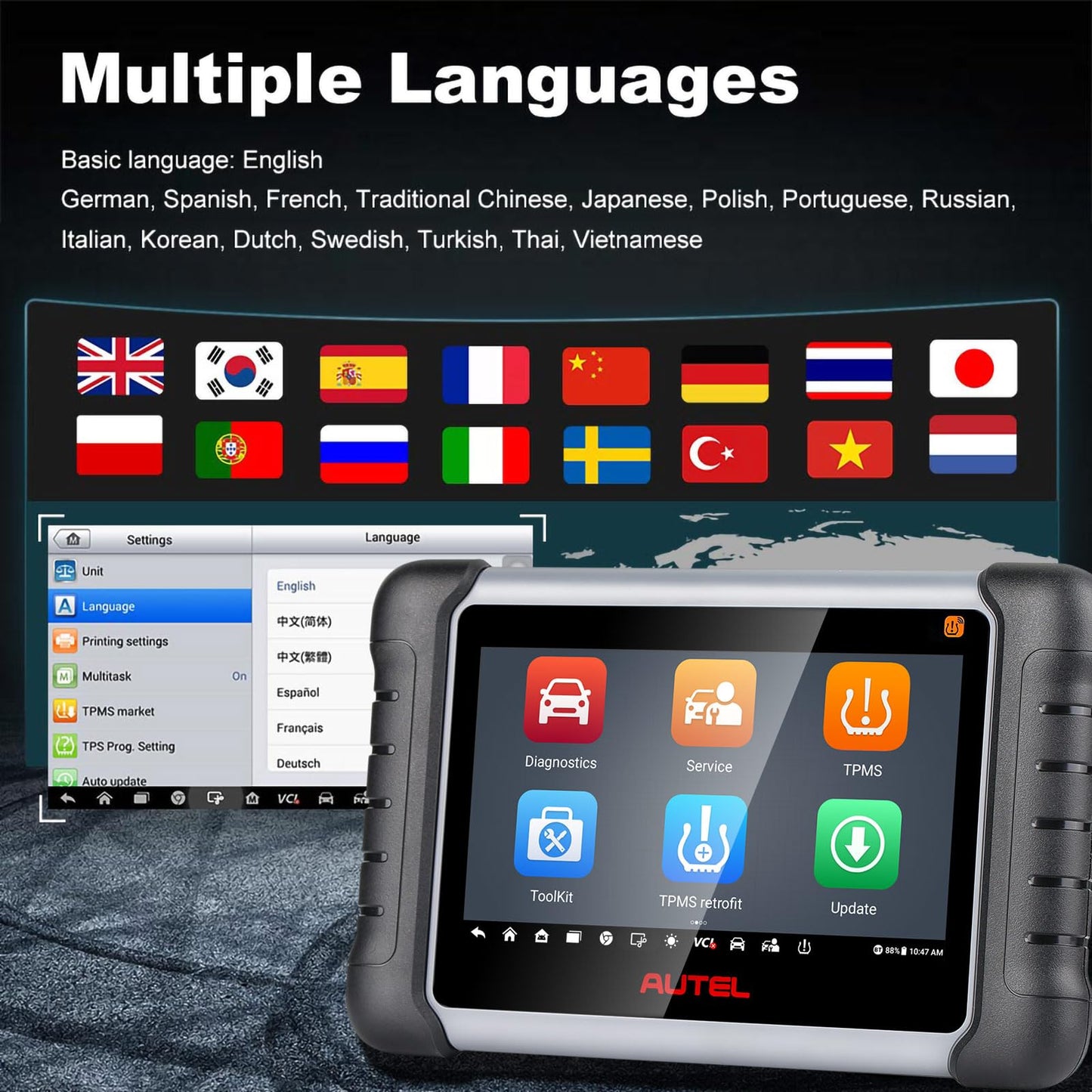 Autel MaxiPRO MP808Z-TS OBD2 Scanner – Full TPMS & 30+ Service Functions