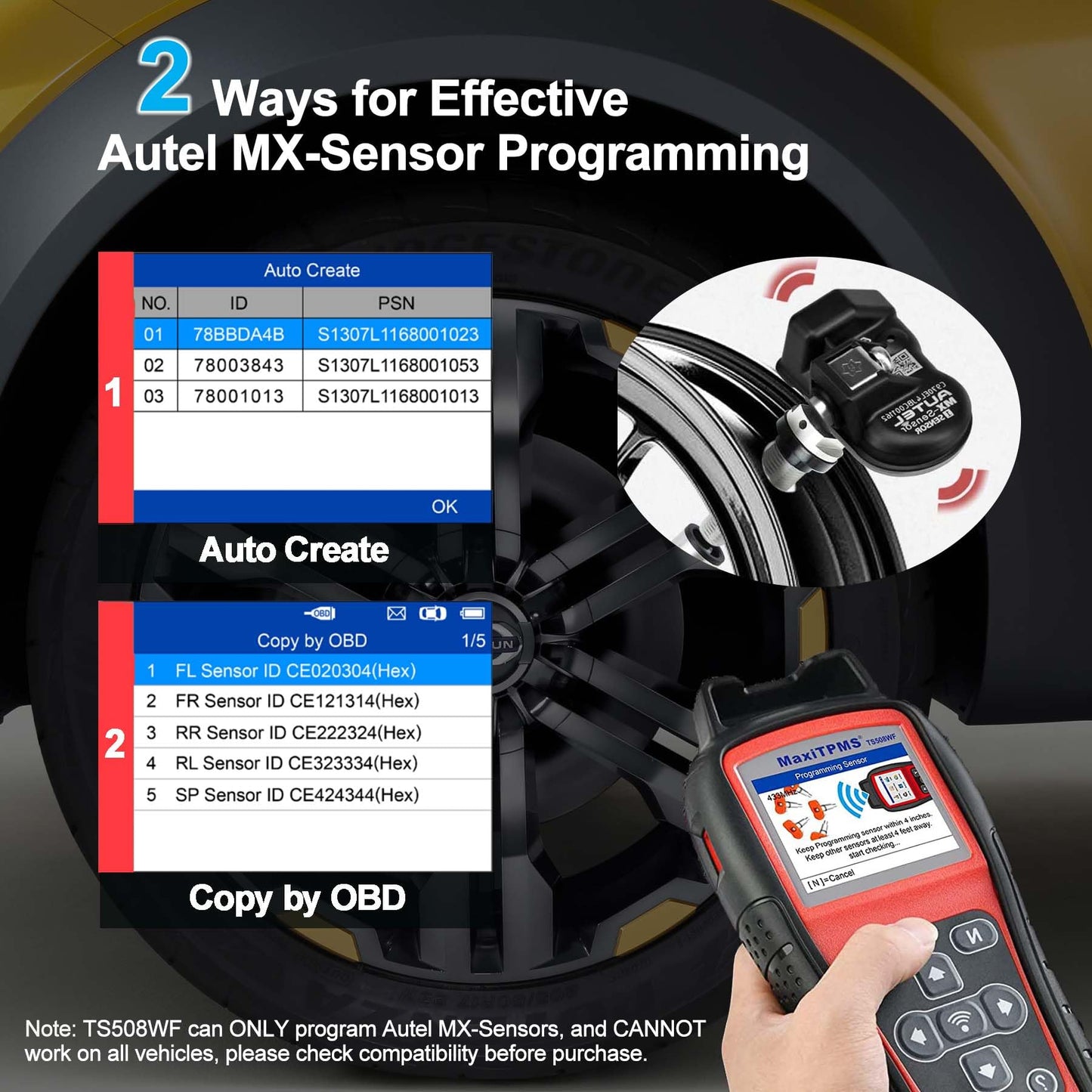 Autel TS508WF TPMS Tool – Sensor Programming & Relearn
