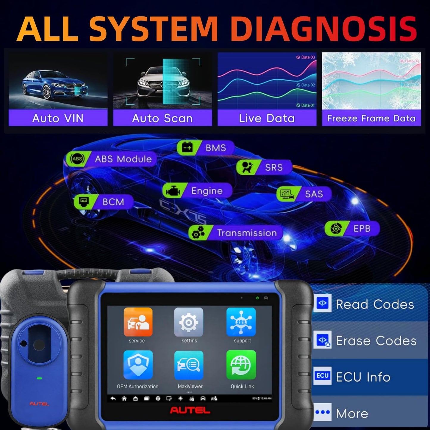 Autel MaxiIM IM508S Scanner – 2025 Upgrade, Full System Diagnostic & 3000+ Active Tests