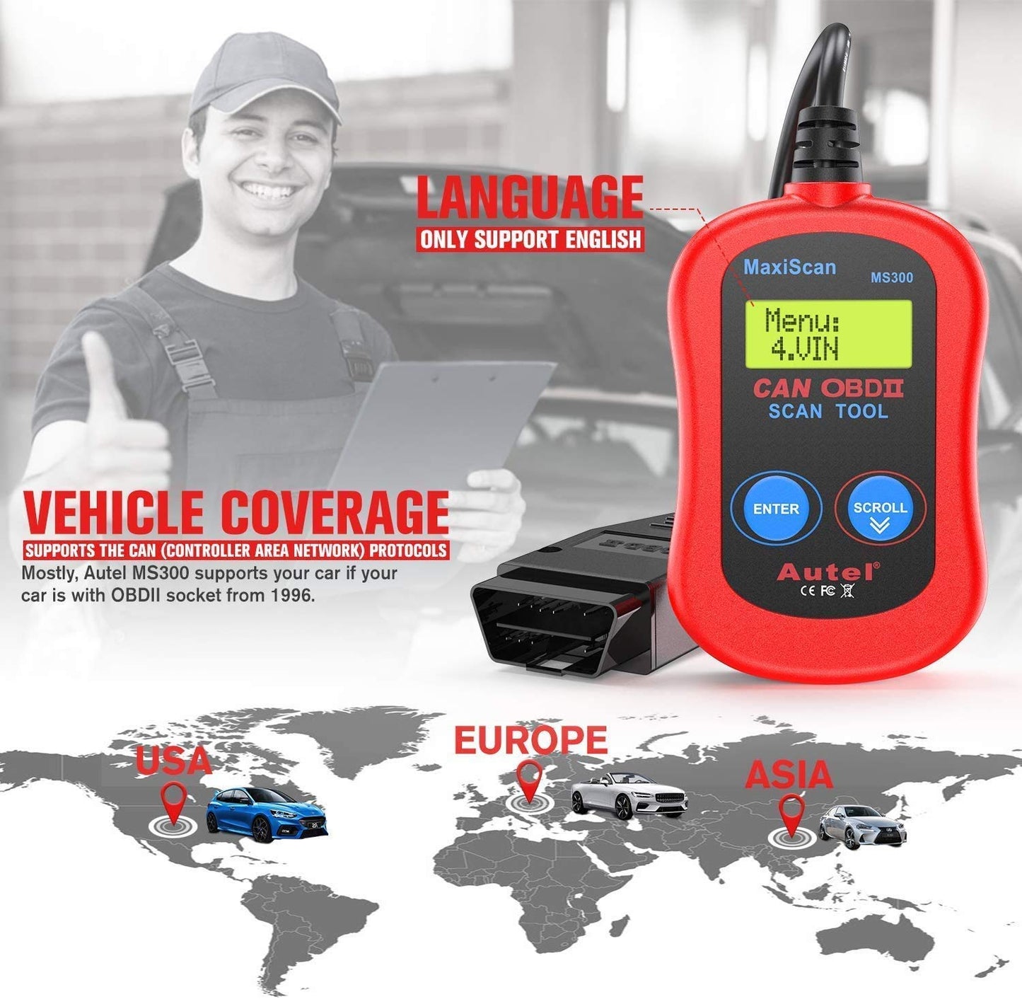 Autel MaxiScan MS300 OBD2 Scanner Code Reader Tool