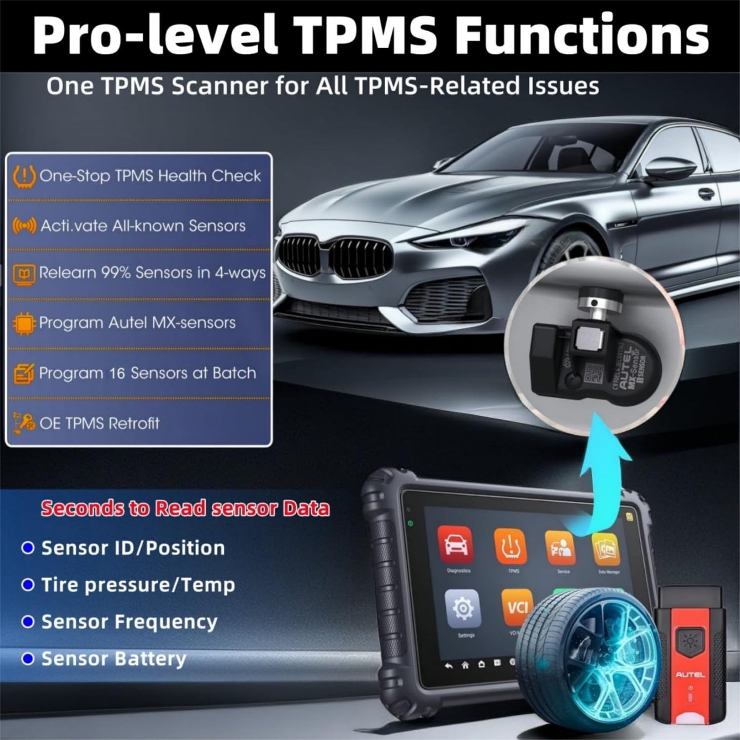 Autel Maxisys MS906 Pro-TS 2025, Top Autel Scanner with TPMS Programming Tool, Upgrade of MP900TS, MP900BT, MS906Pro, MS906TS, MS906BT, Bidirectional Diagnostic Tool, Auto Scan 2.0, CAN FD/DoIP