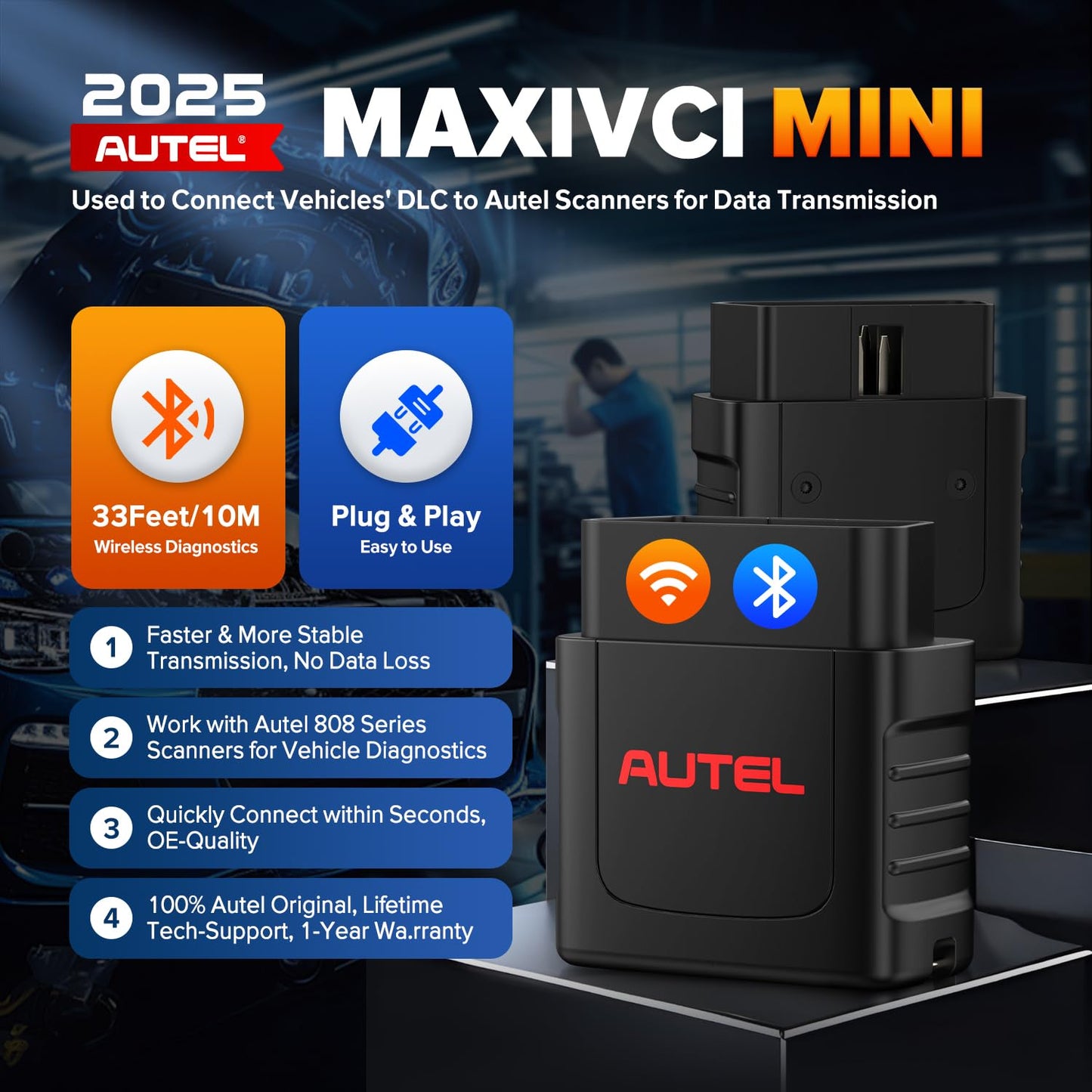 Autel MaxiVCI Mini OBD2 Bluetooth Adapter for MK808BT Series