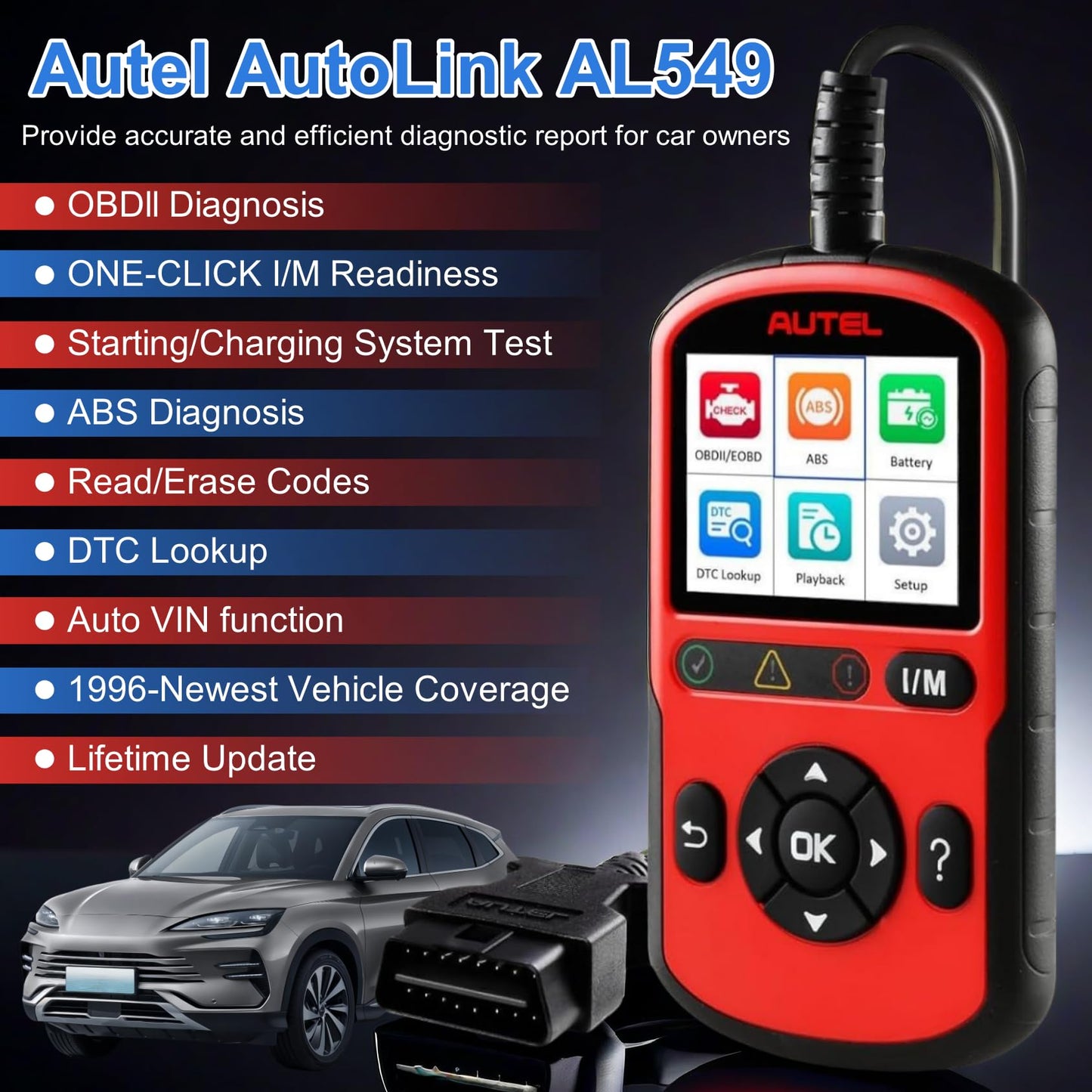 Autel AutoLink AL549 OBD2 Scanner – ABS Code Reader & Battery Tester