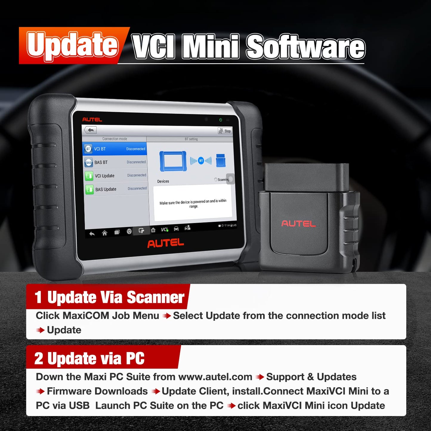 Autel MaxiVCI Mini Bluetooth Diagnostic Interface for Autel Scanners
