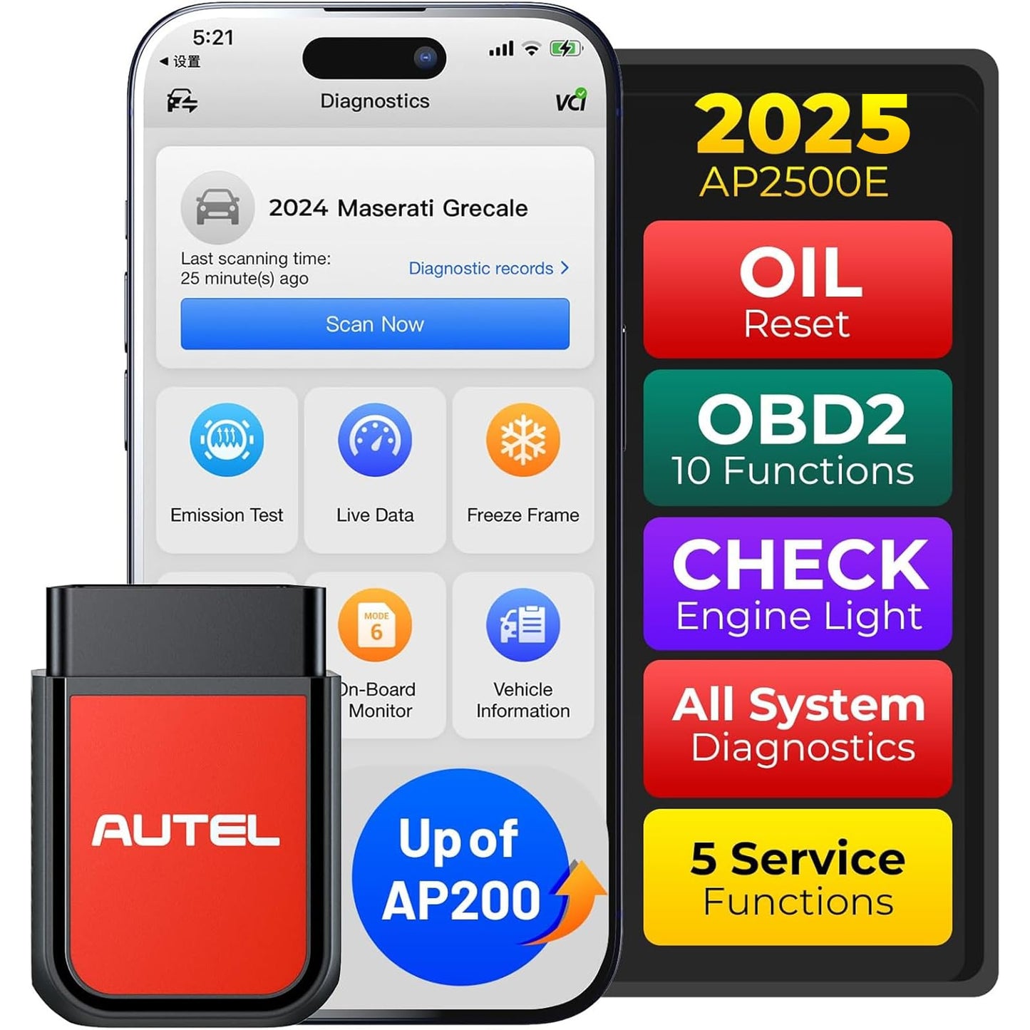 Autel AP2500E Bluetooth OBD2 Scanner – All-System Diagnostic Tool