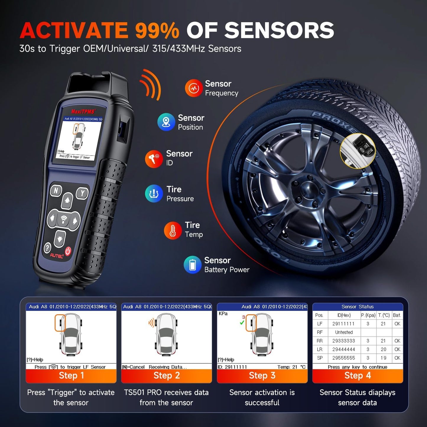 Autel MaxiTPMS TS501 PRO TPMS Tool – Program & Relearn MX-Sensors