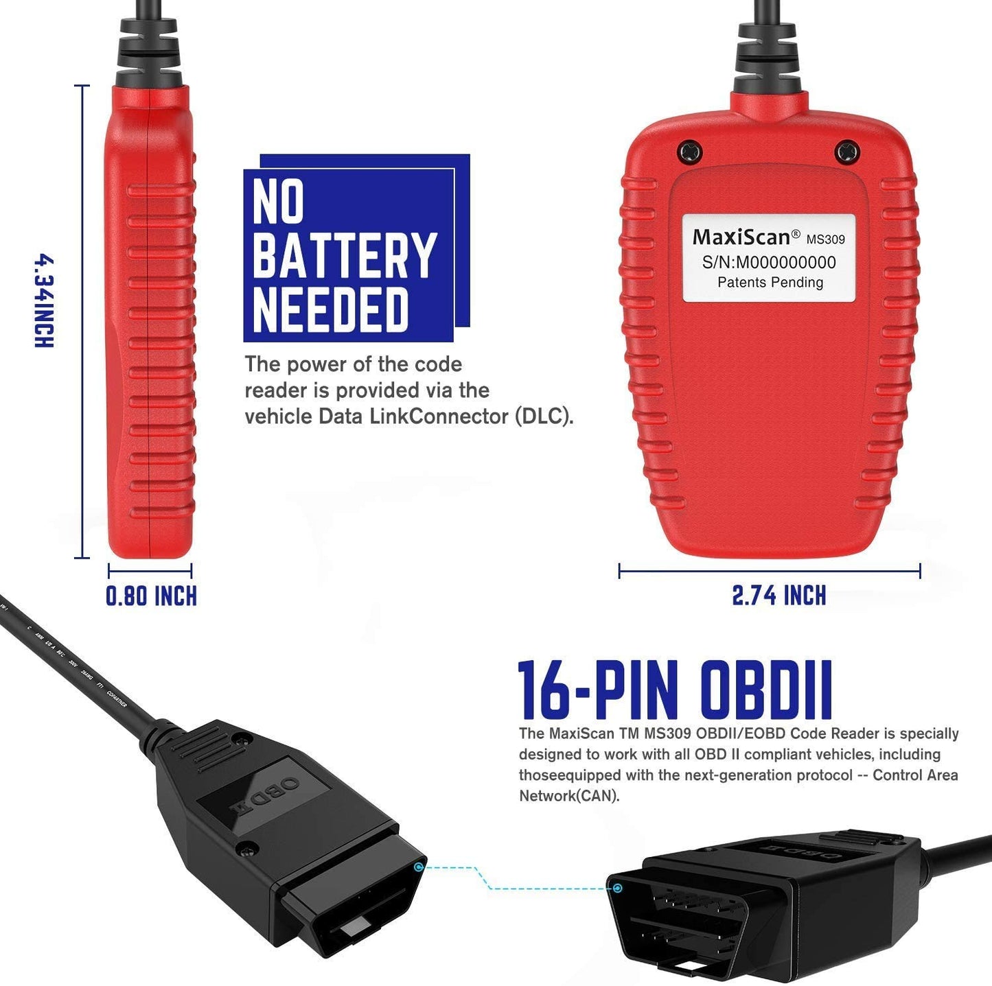 Autel MaxiScan MS309 OBD2 Code Reader for Check Engine Light