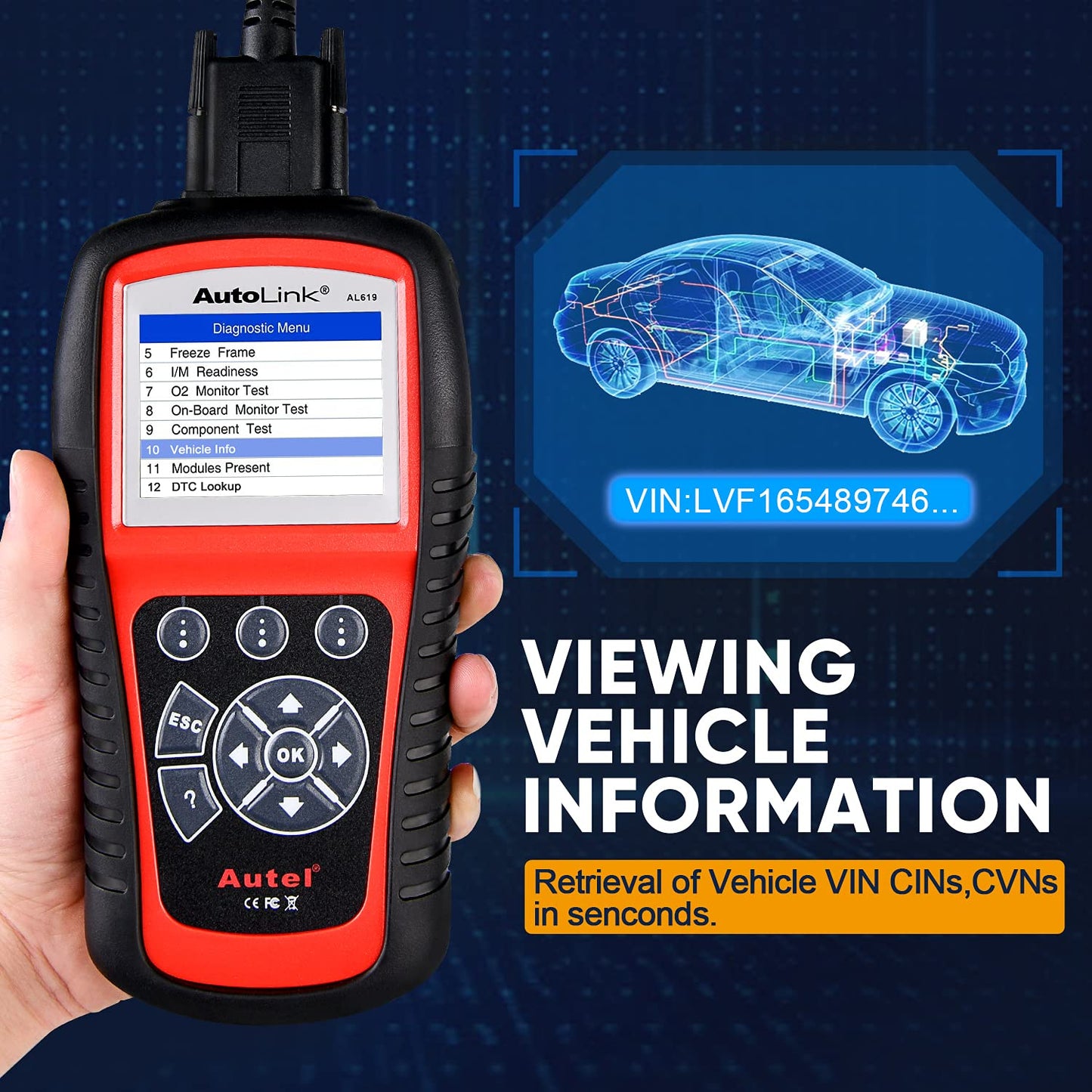 Autel AutoLink AL619 OBD2 Scanner – ABS & SRS Diagnostic Tool 2025