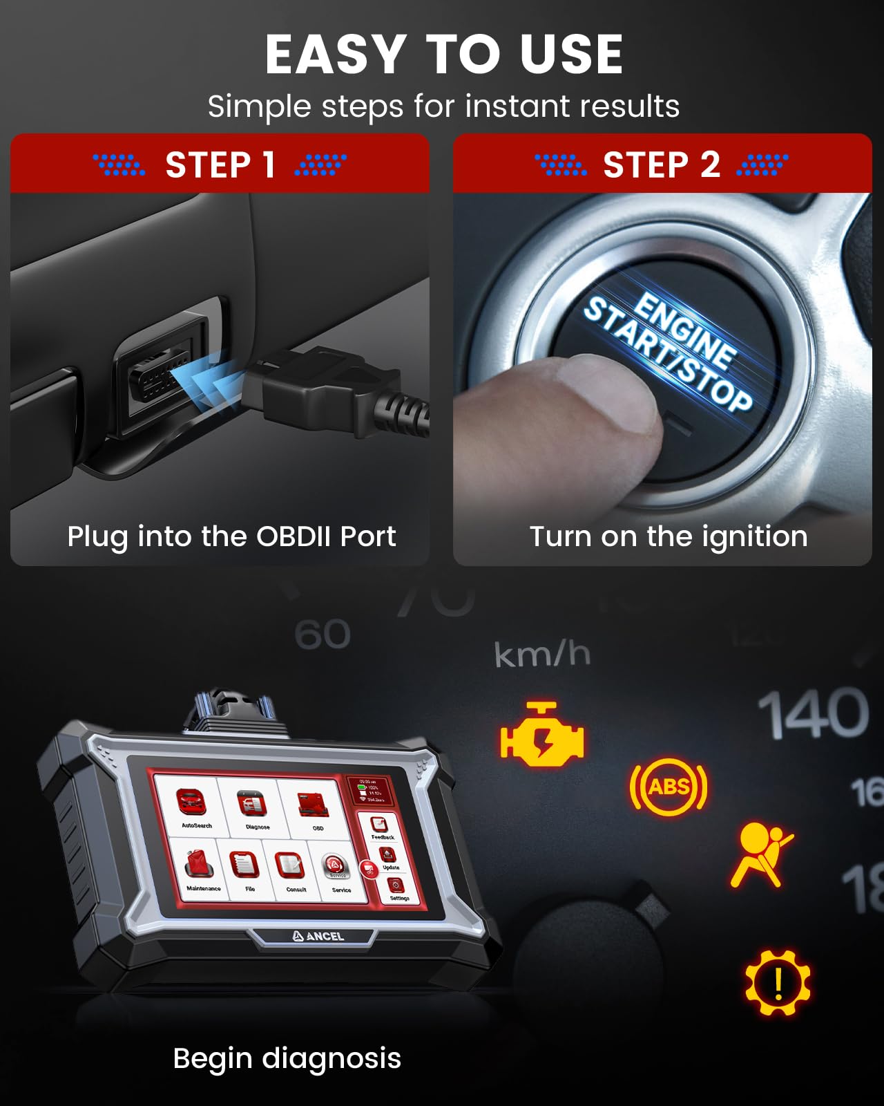 ANCEL DS100 OBD2 Scanner with 7 Reset Functions & ABS Bleeding