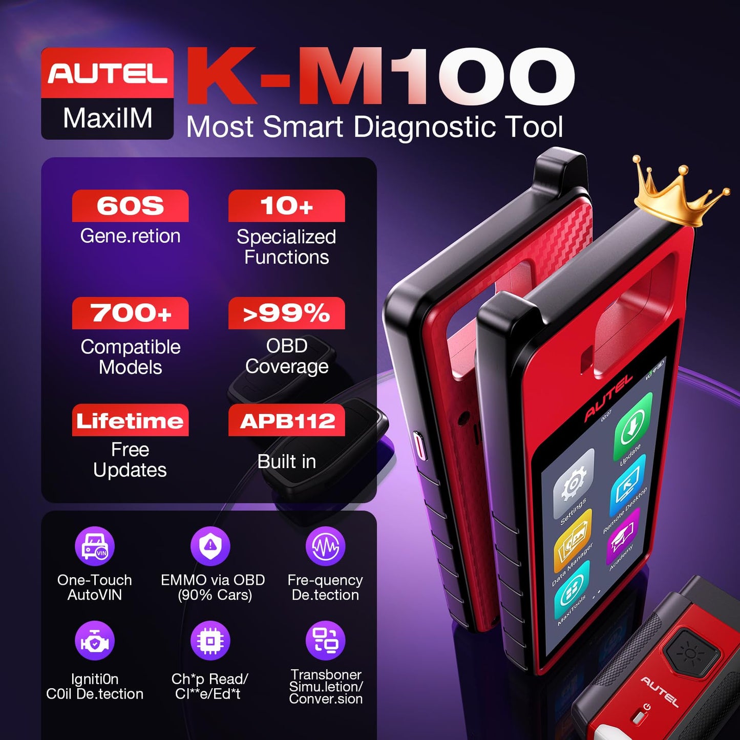 Autel MaxiIM KM100E Scanner – 2025 IM Lite Tool with APB112