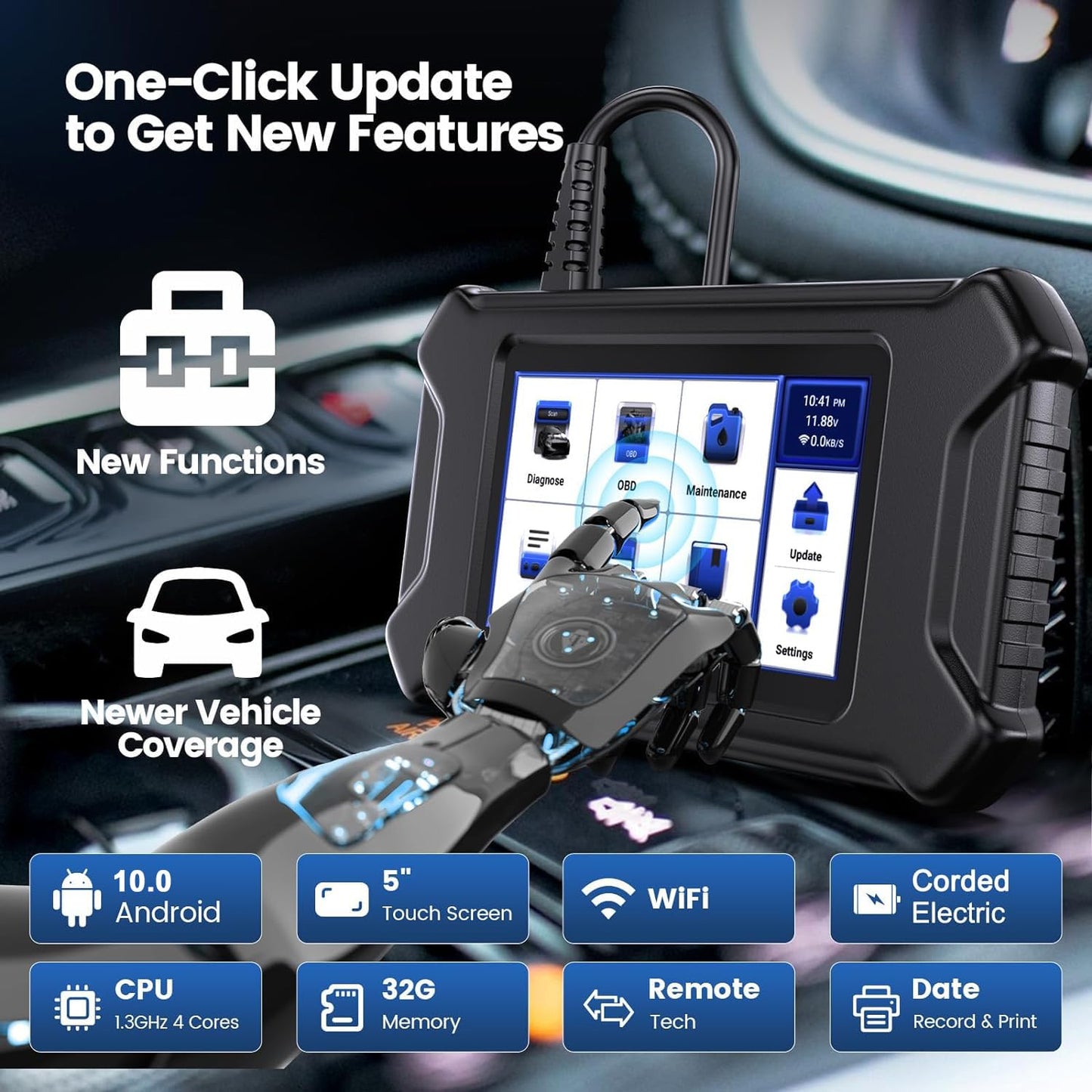 MUCAR CS90 OBD2 Scanner with 28+ Reset Services & ABS Code Reader
