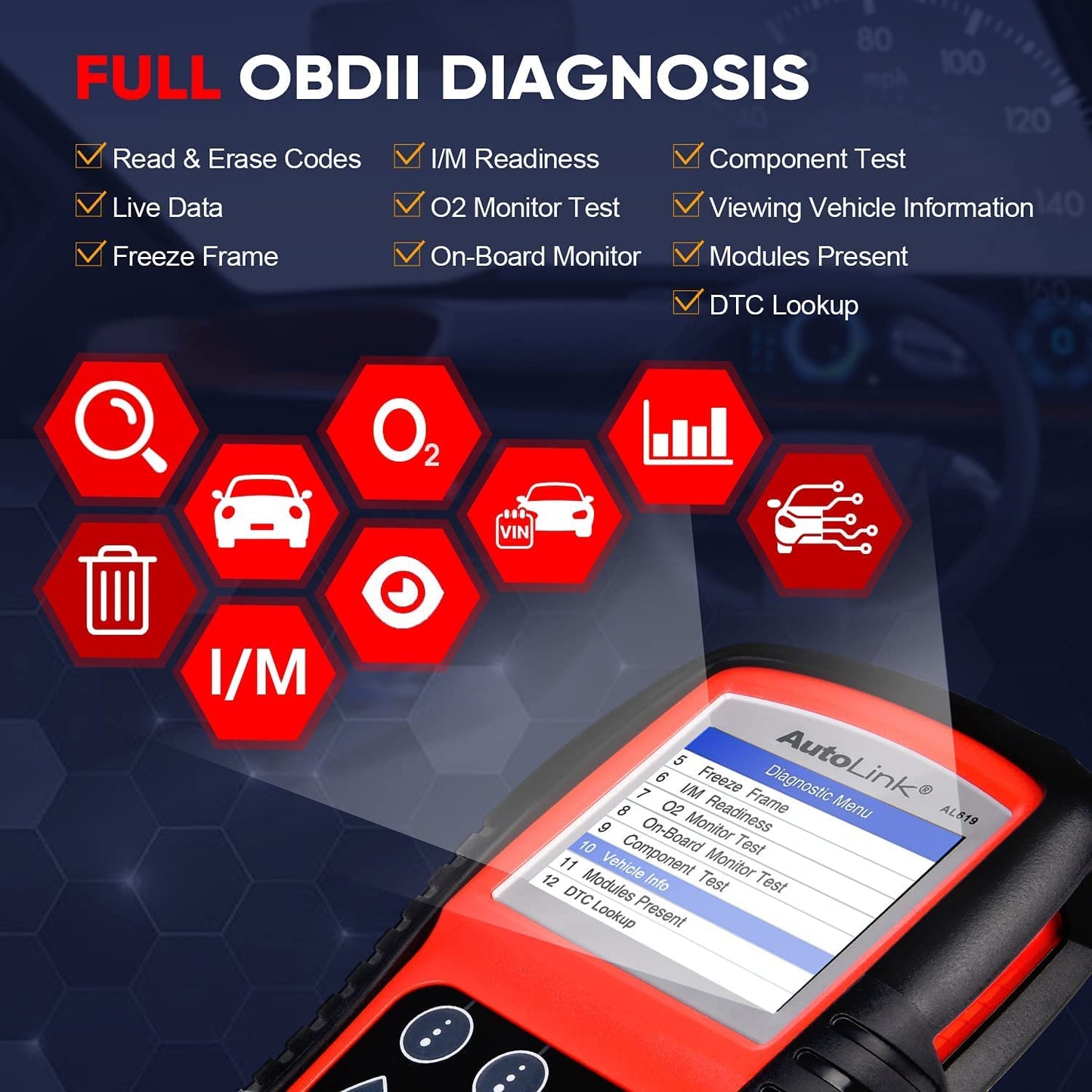 Autel AutoLink AL619 OBD2 Scanner – ABS, SRS, Live Data & DTC