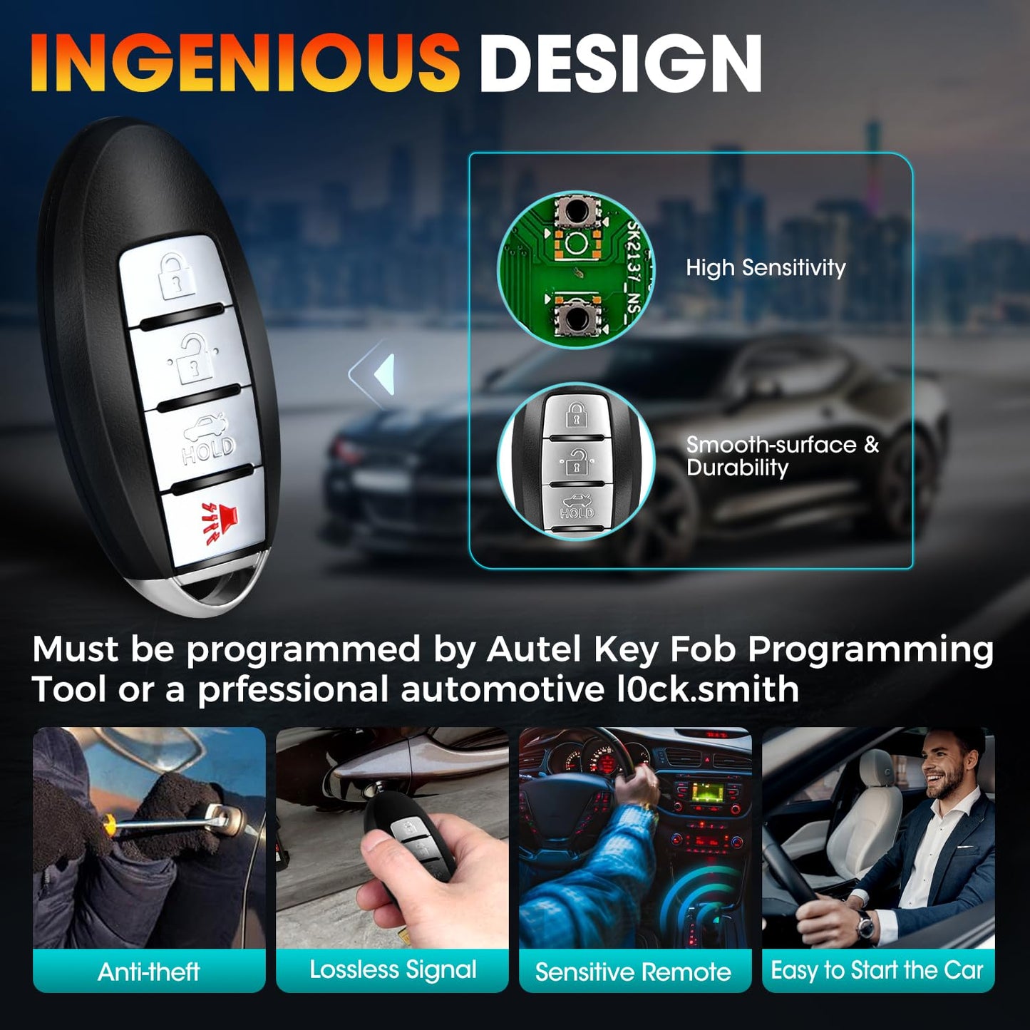Autel MaxiIM IKEY 2025 Nissan Smart Key Fob Replacement 4-Button