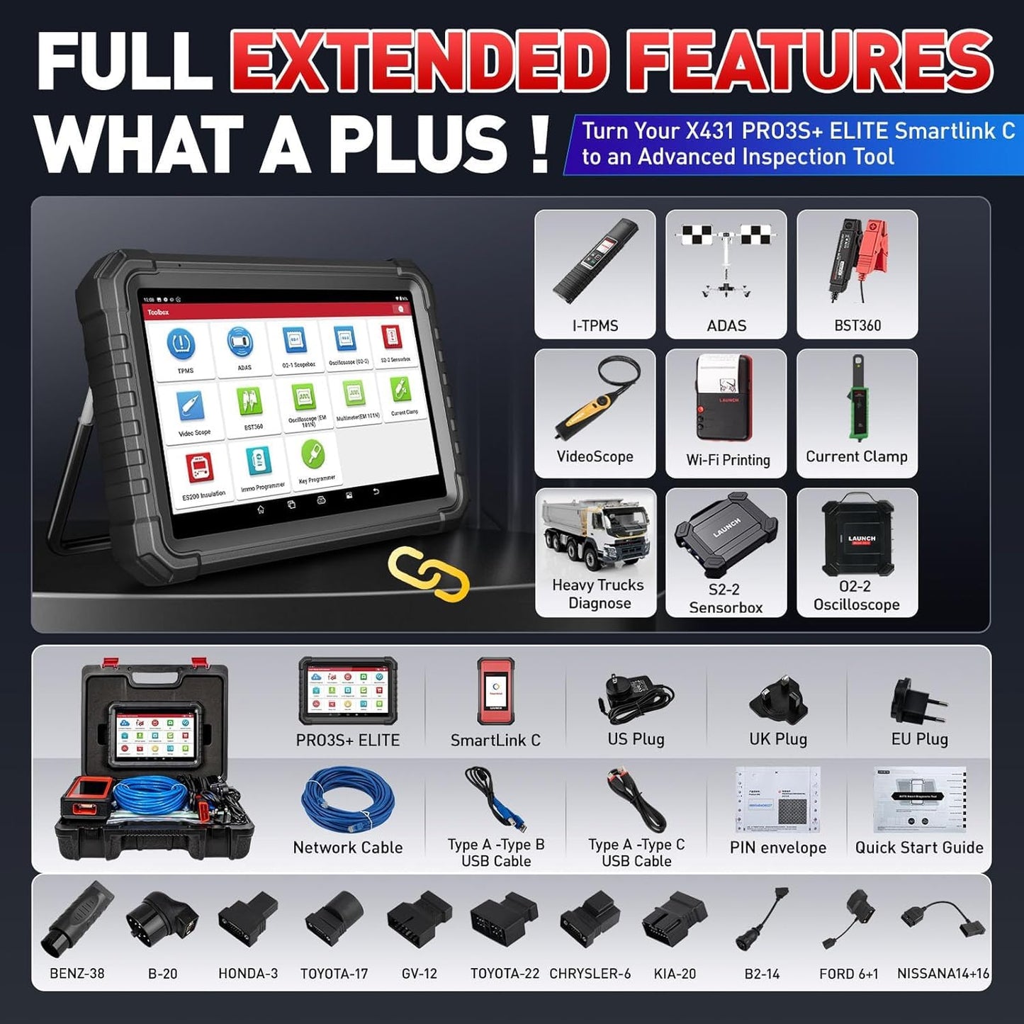 Launch X431 PRO3S+ Elite 2025 | J2534 HD Truck Scanner