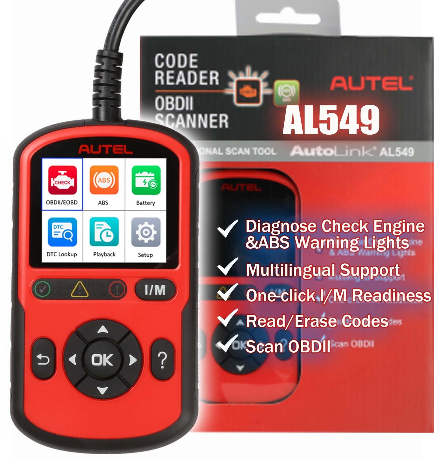 Autel AutoLink AL549 OBD2 Scanner with ABS & Battery Test