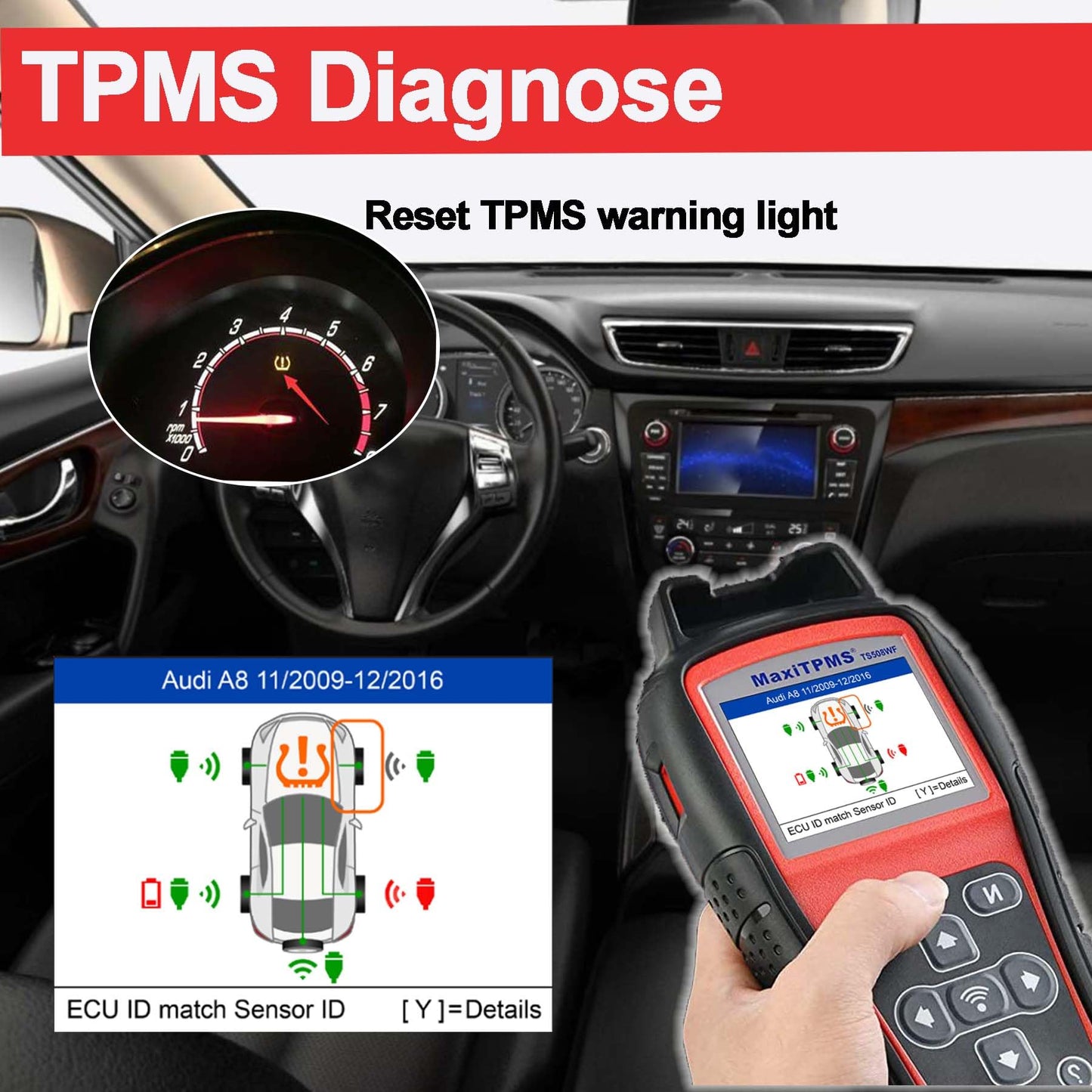 Autel TS508WF TPMS Tool – Sensor Programming & Relearn