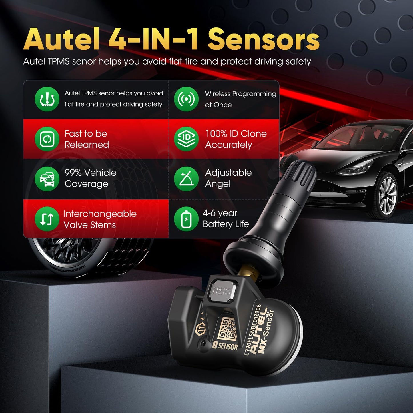 Autel MX-Sensor 2-in-1 TPMS 315MHz/433MHz – Set of 4