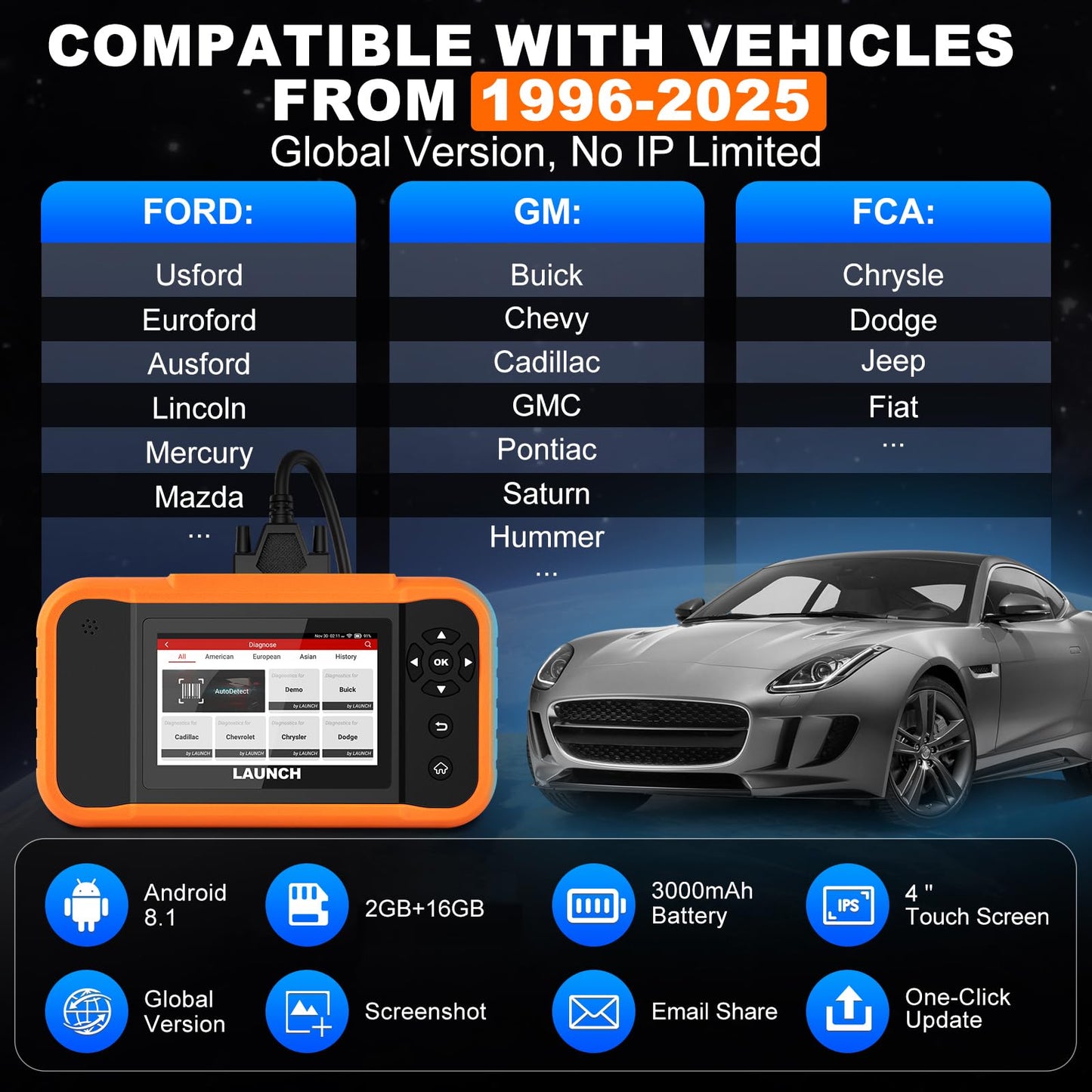 LAUNCH X431 Creader Elite 2.0 FGC – 2025 Bi-Directional OBD2 Scanner
