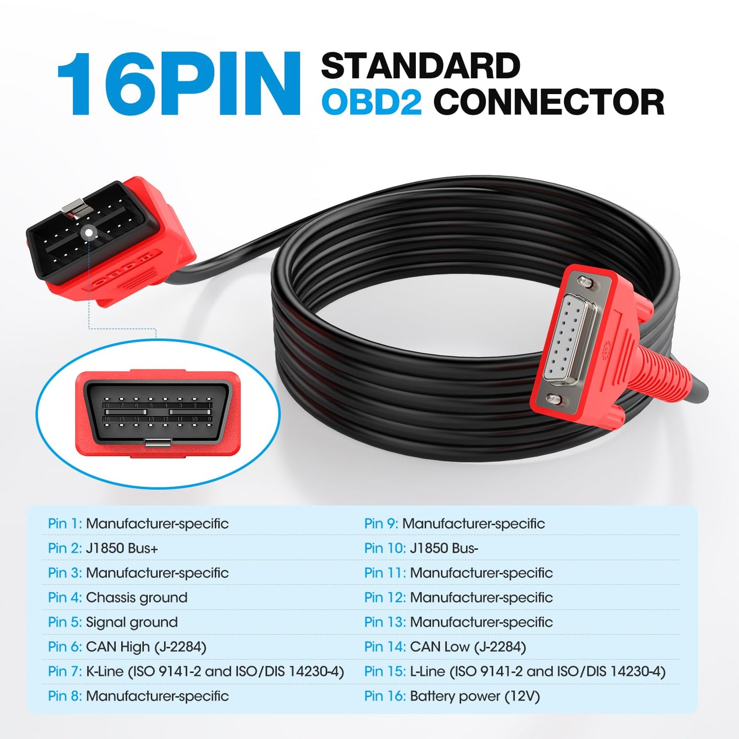 Autel OBD2 Main Cable 5.6FT – For MK808, MX808, DS808, IM508