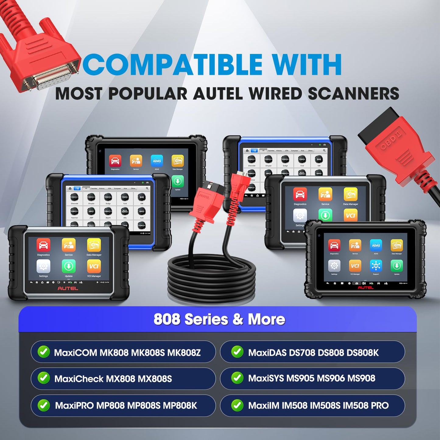Autel OBD2 Main Cable 5.6FT – For MK808, MX808, DS808, IM508