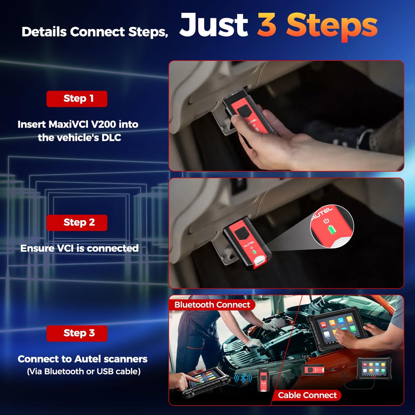 Autel MaxiVCI V200 Wireless OBD2 Dongle for MaxiSYS Scanners