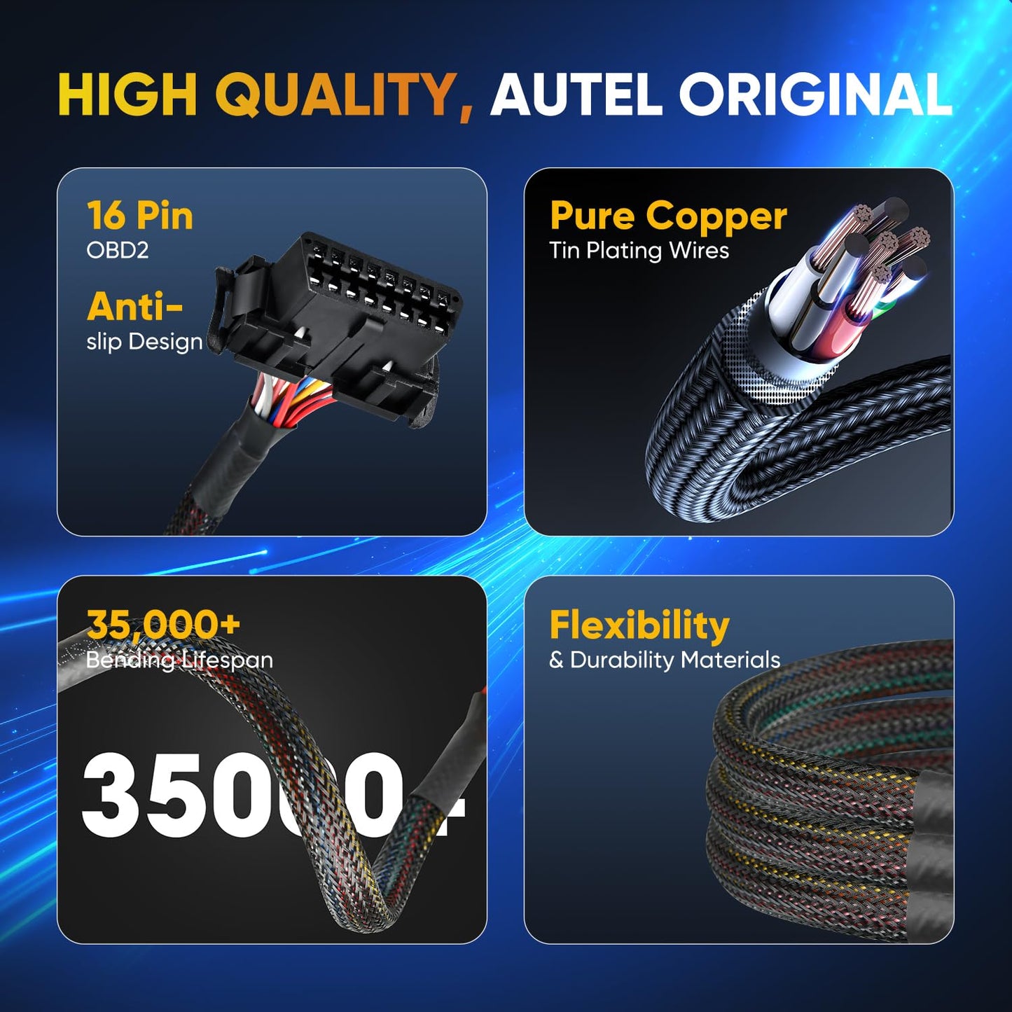 Autel OBD2 16Pin Female to Pigtail Cable with Dash Mount – 30CM