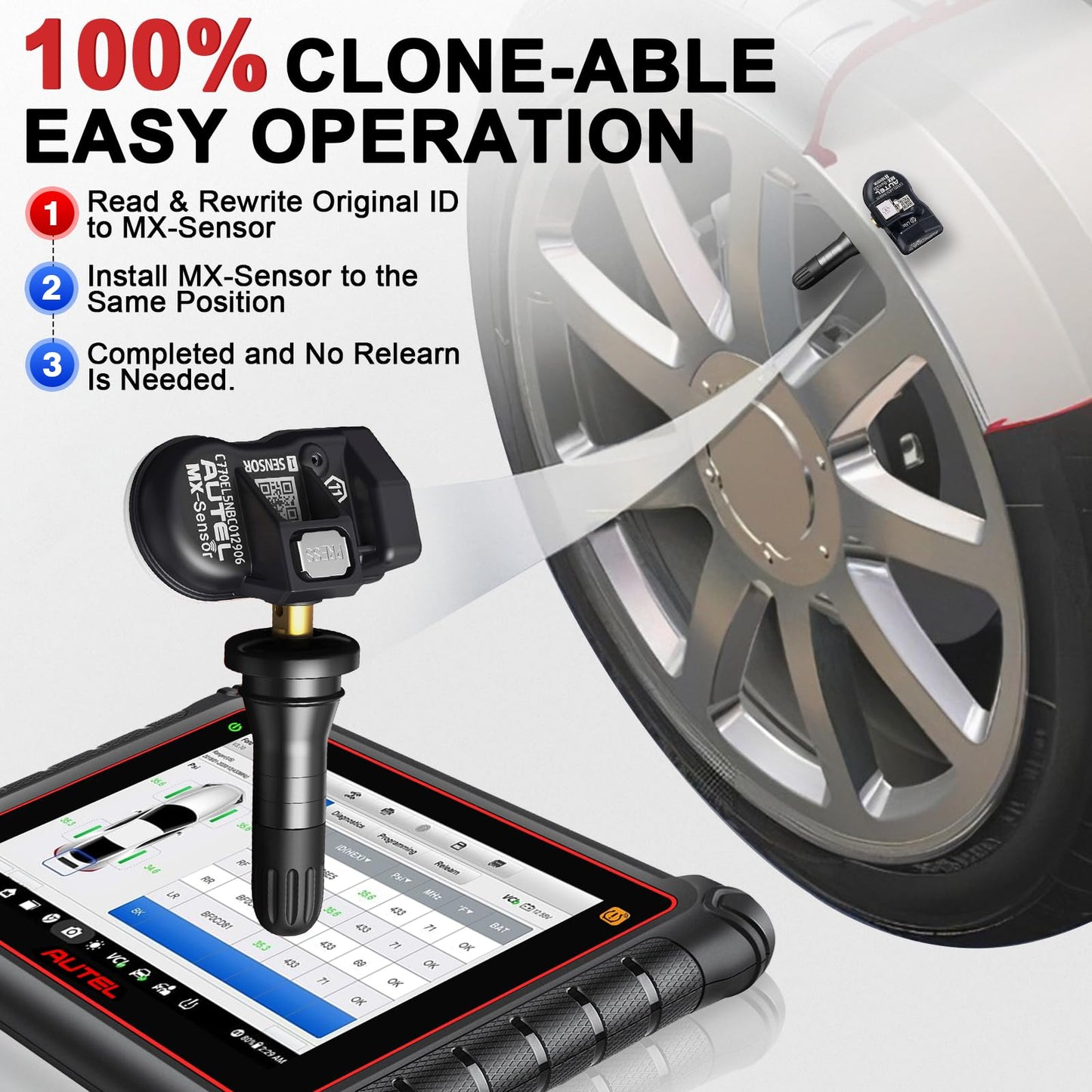 Autel Universal TPMS Sensor Dual Frequency 315MHz & 433MHz