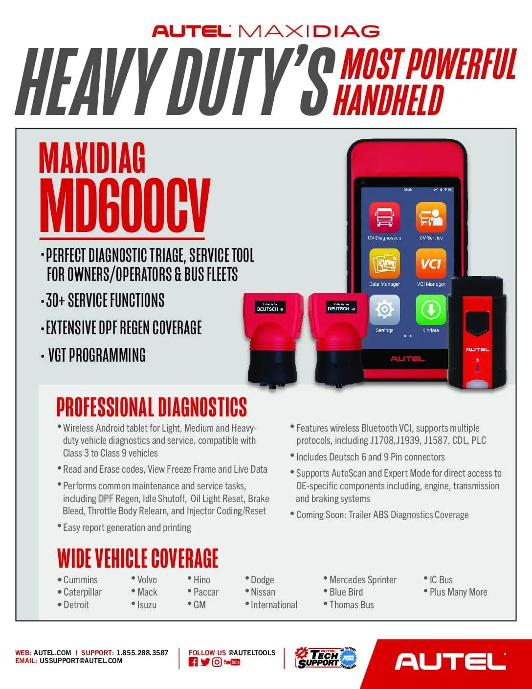 Autel MaxiDiag MD600CV Heavy Duty Truck Scanner – Diesel Diagnostic Tool
