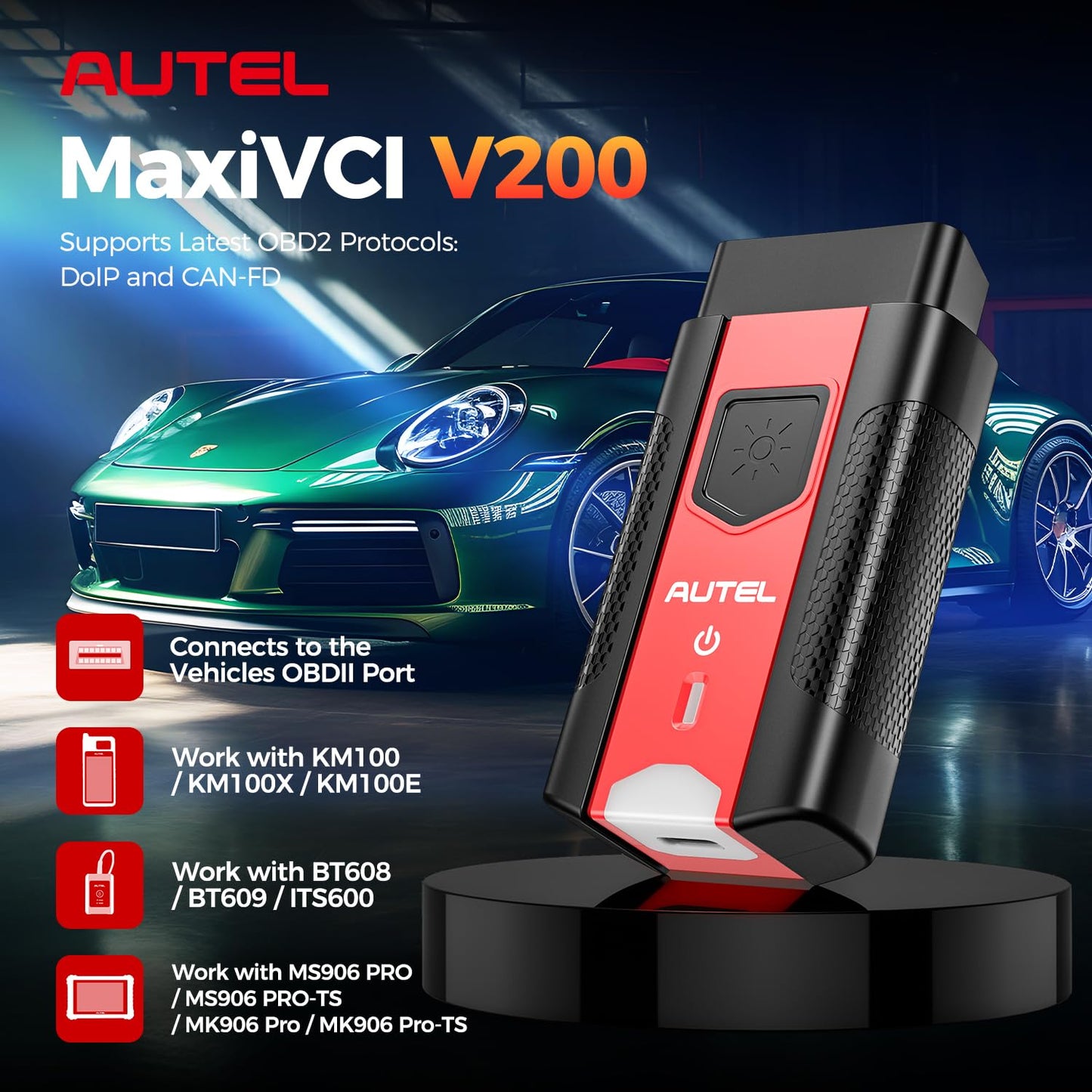 Autel MaxiVCI V200 Wireless OBD2 Dongle for MaxiSYS Scanners