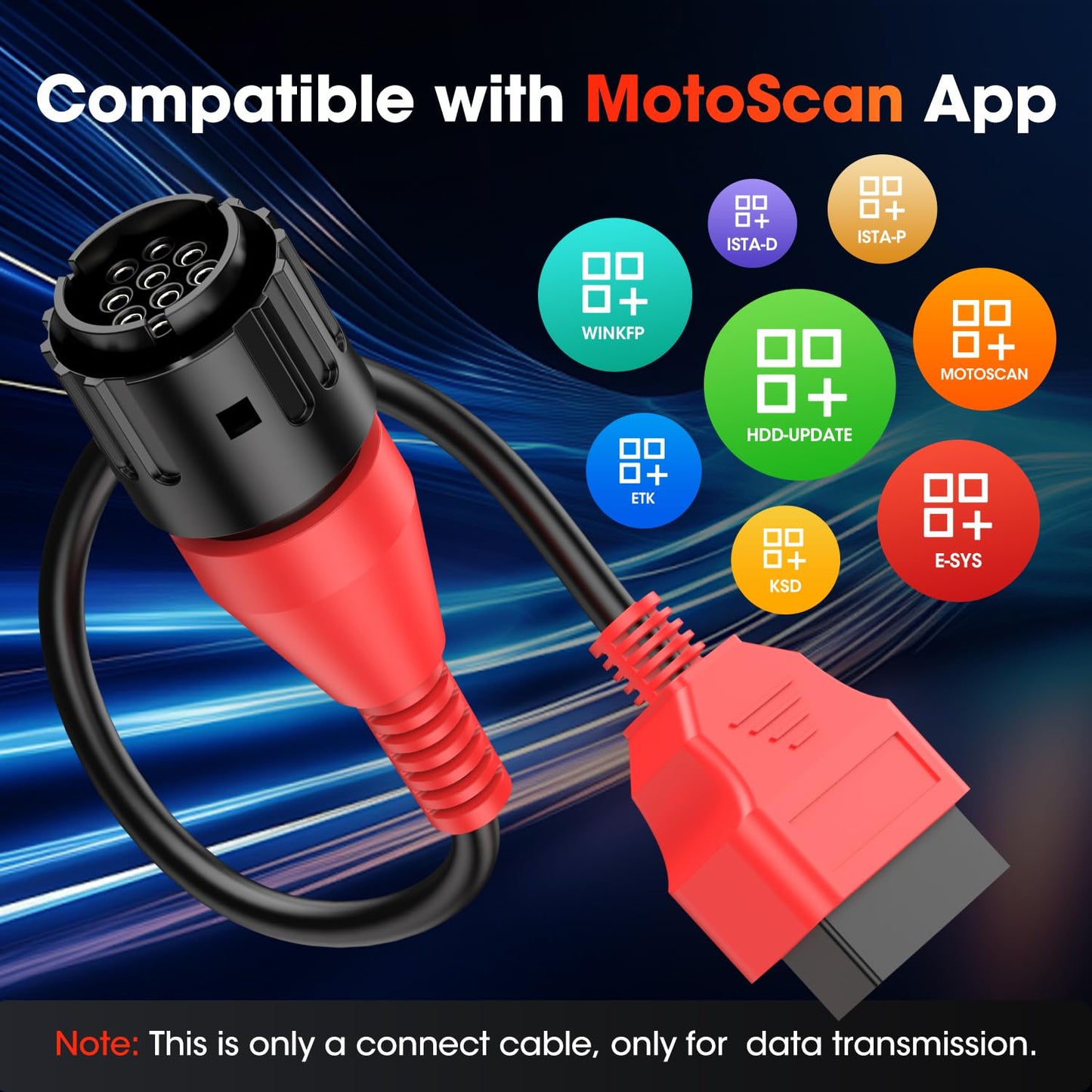 Autel OBD2 Adapter Cable for BMW Motorcycles 1996-2016, 10-Pin to 16-Pin