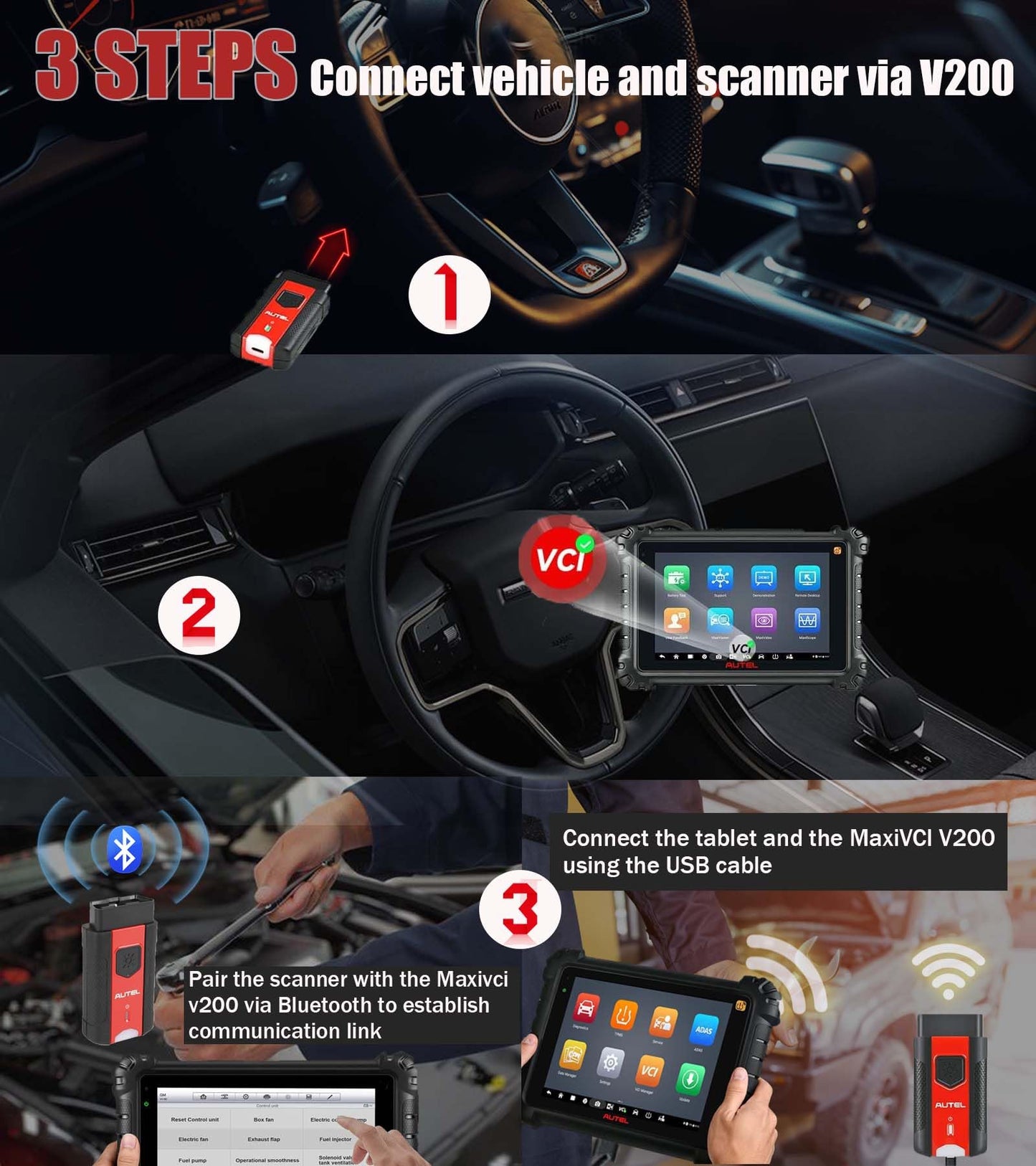 Autel MaxiVCI V200 Wireless Bluetooth OBD2 Vehicle Interface