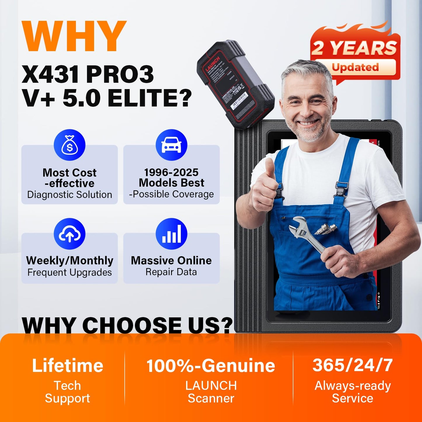 LAUNCH X431 PRO3 V+ 5.0 Elite 2025 Bidirectional Truck & Car Scanner