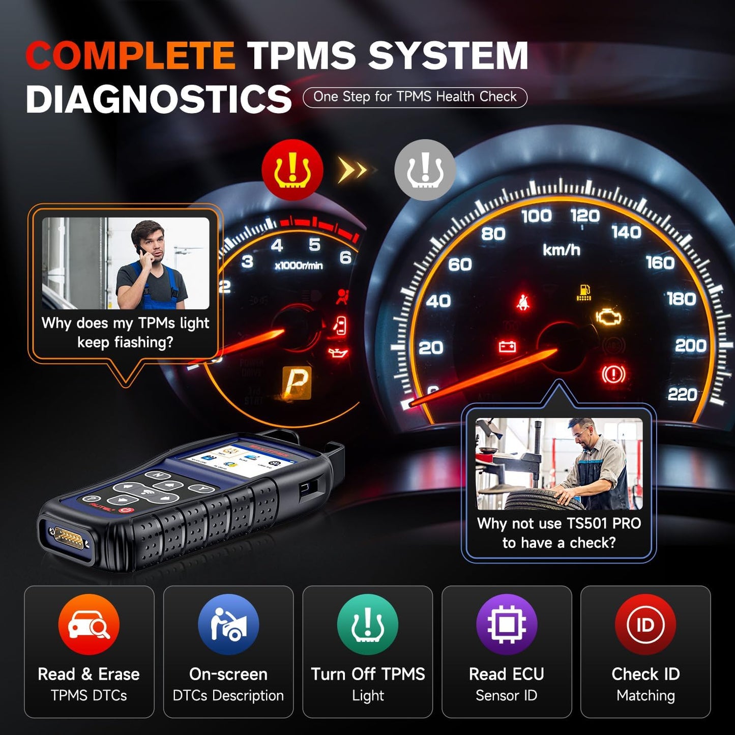 Autel MaxiTPMS TS501 PRO TPMS Tool – Program & Relearn MX-Sensors