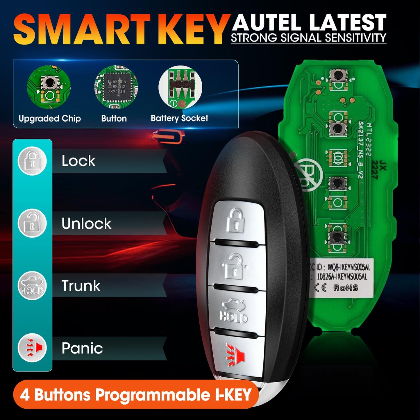 Autel MaxiIM IKEY 2025 Nissan Smart Key Fob Replacement 4-Button