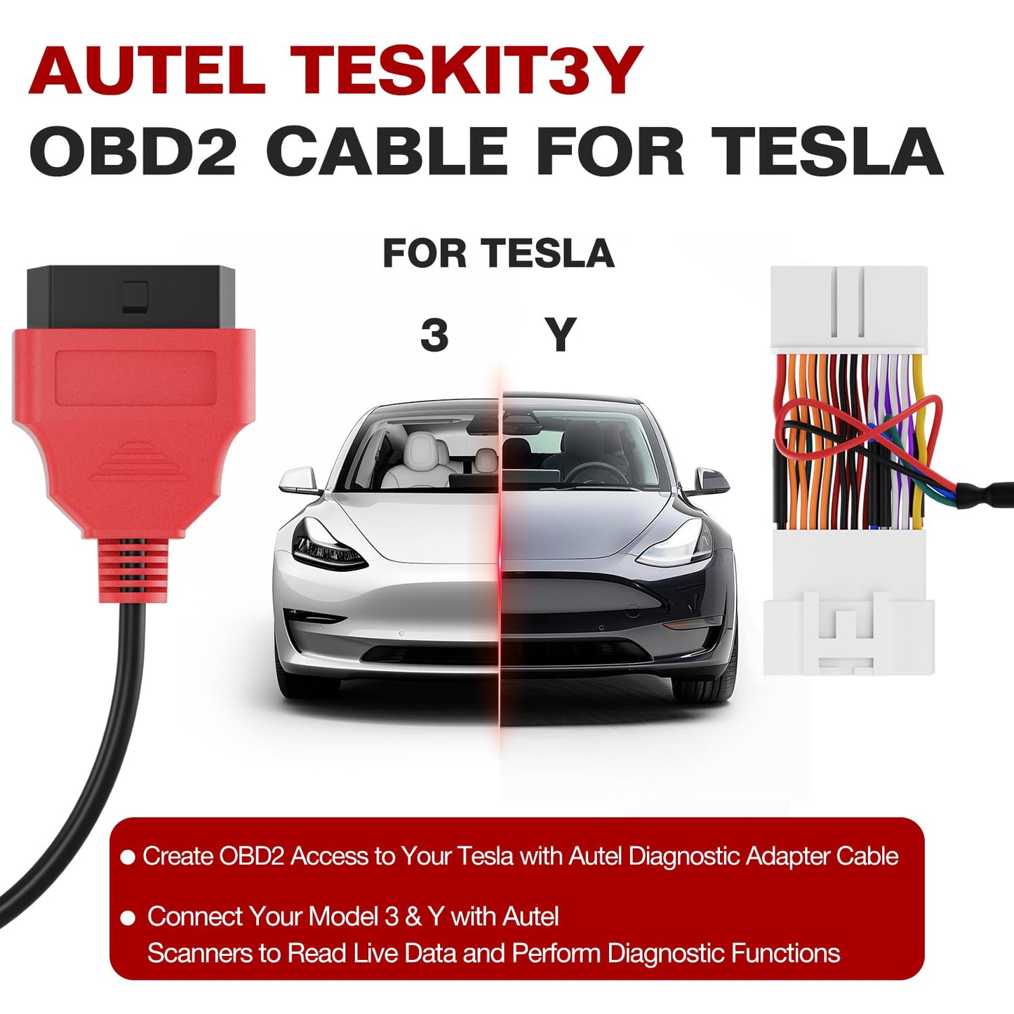 Autel TESKIT3Y Tesla Model 3 & Y Diagnostic Cable Adapter 2025