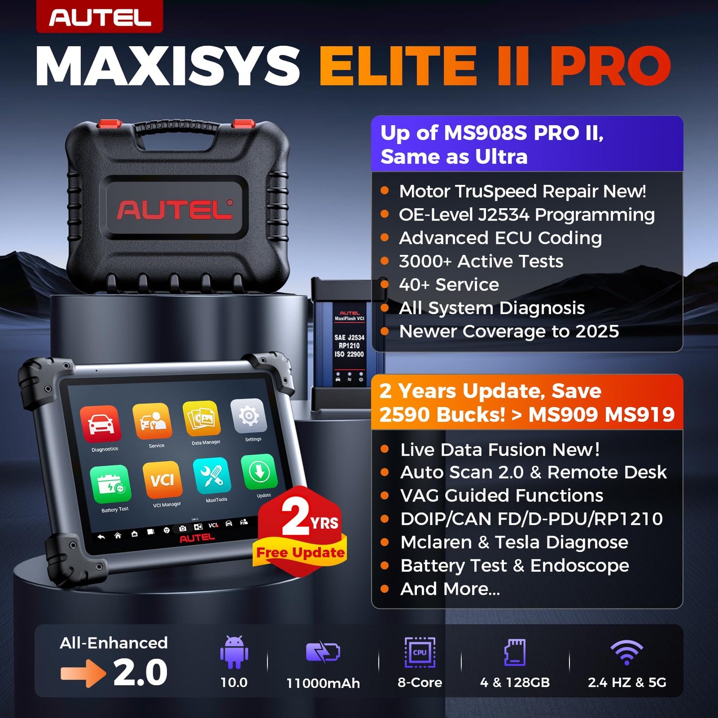 Autel MaxiSys Elite II PRO Scanner with MV108S (2025)