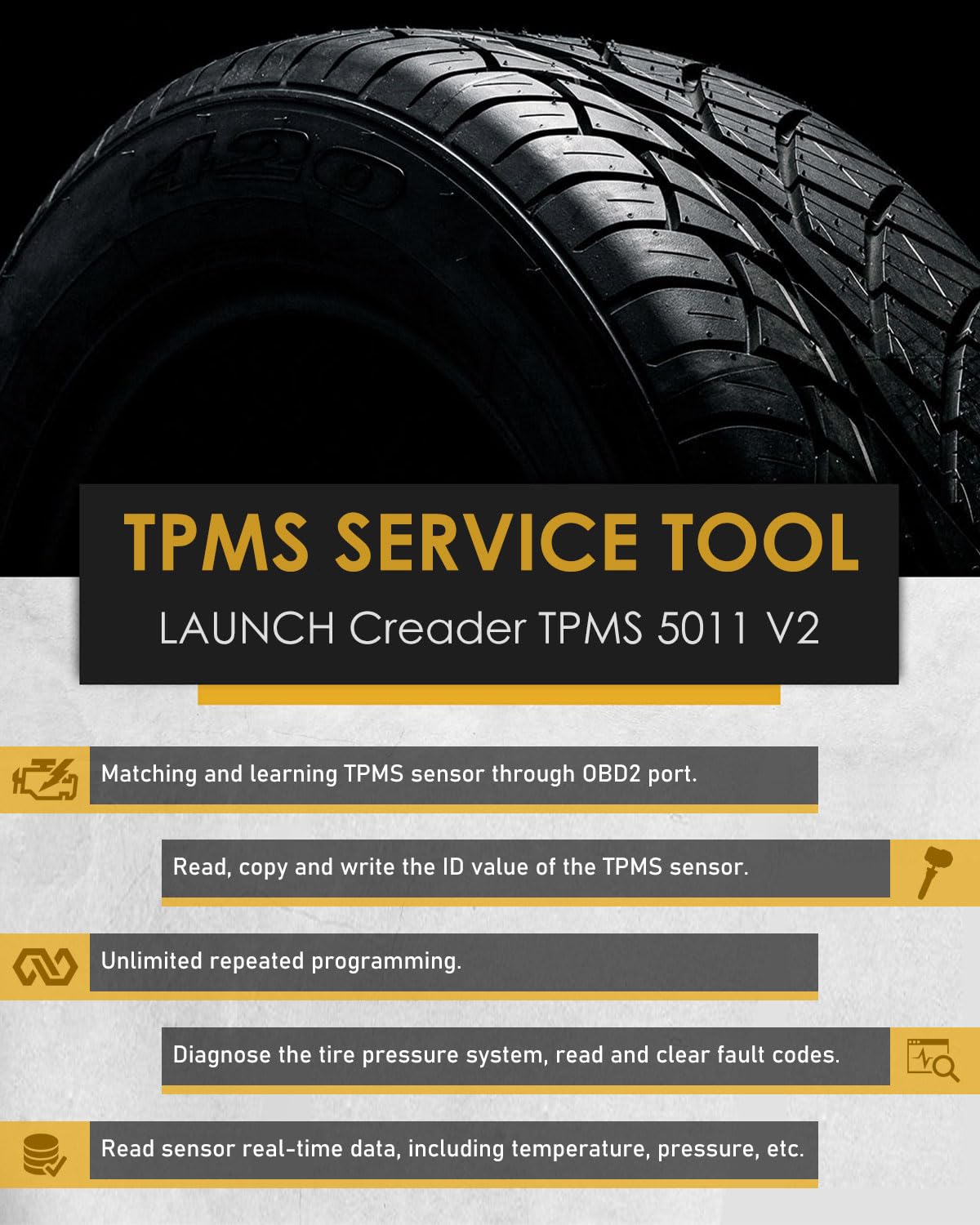 LAUNCH X431 Creader TPMS 5011 V2 – Advanced Tire Pressure Sensor Tool