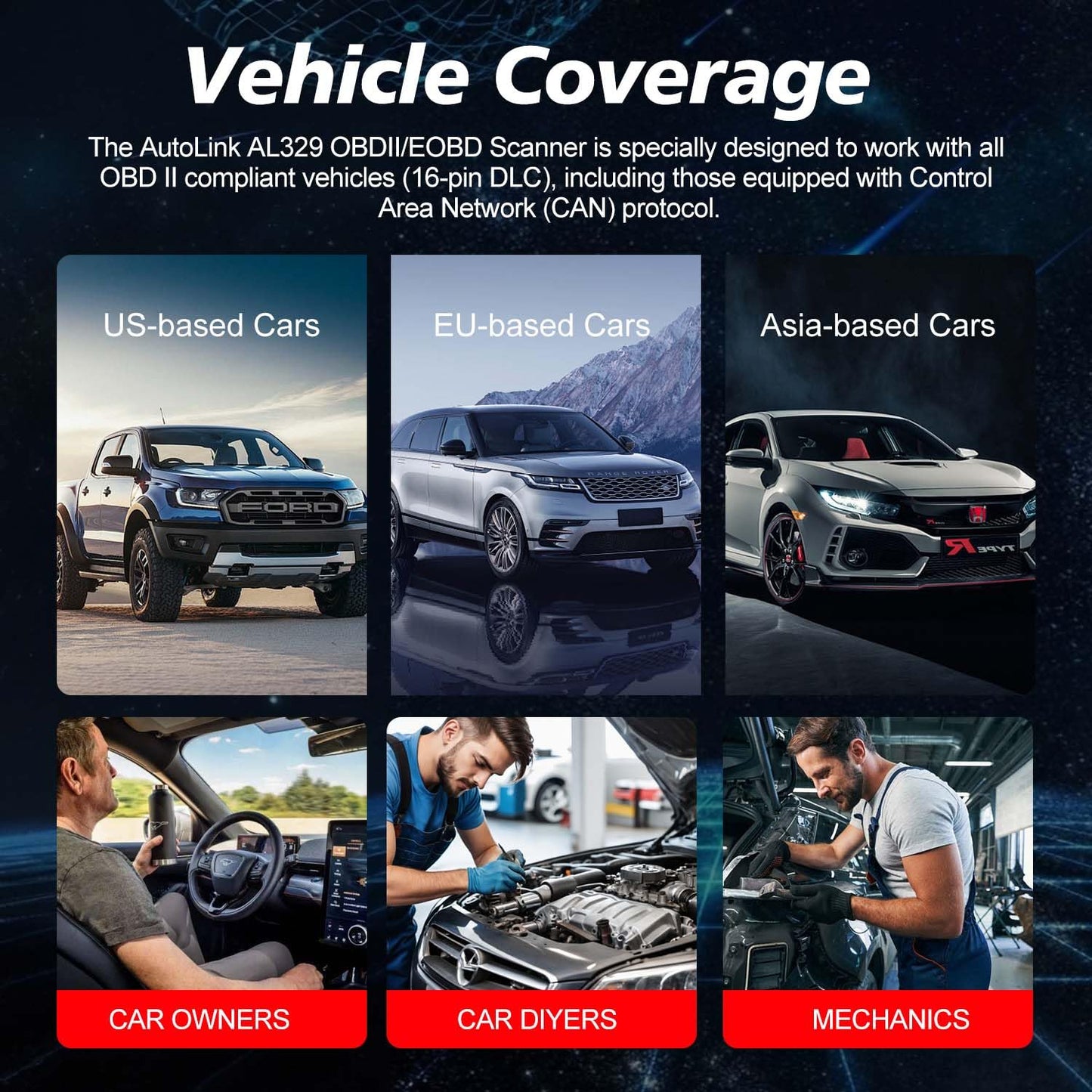 Autel AutoLink AL329 OBD2 Scanner – Auto VIN & MIL Reset Tool