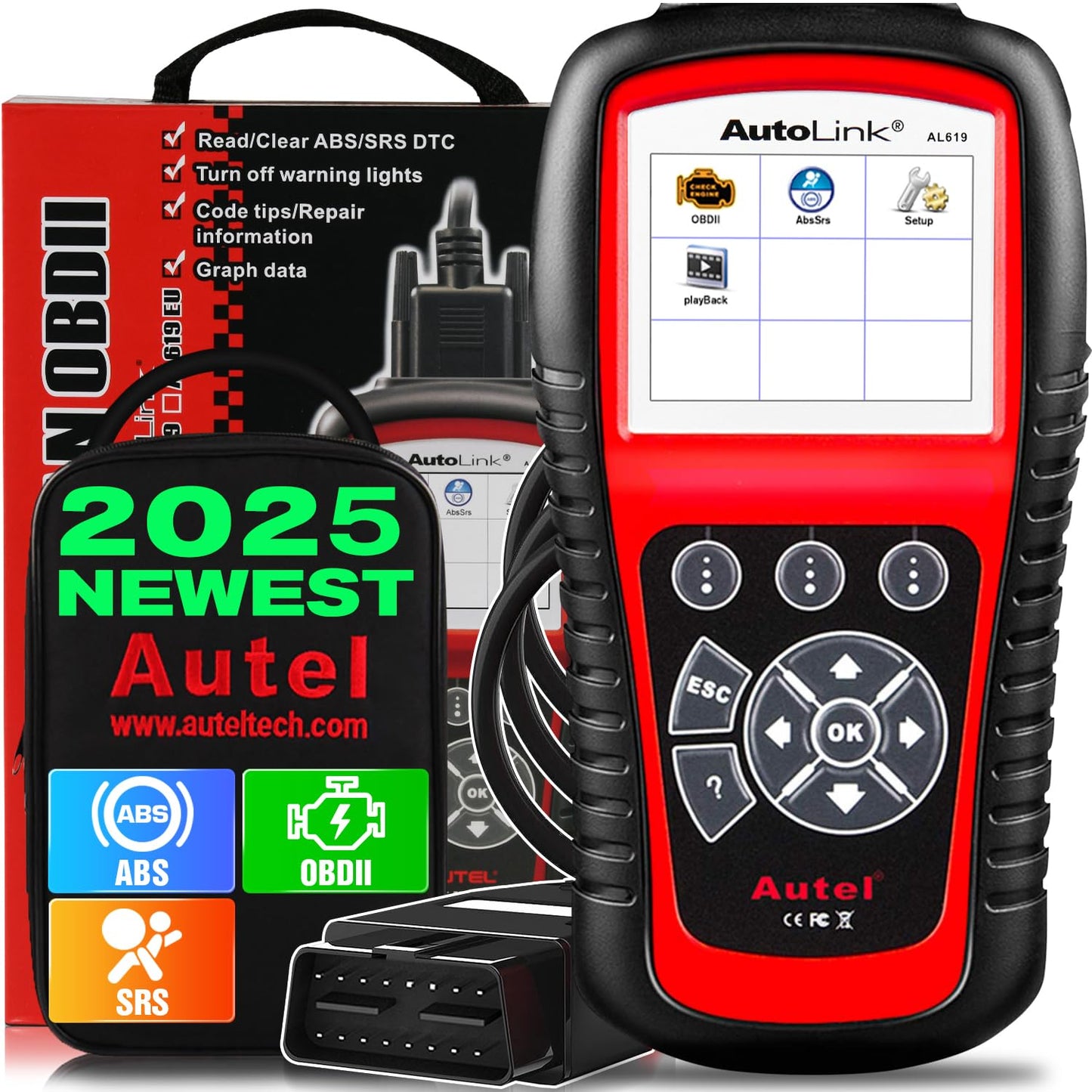 Autel AutoLink AL619 OBD2 Scanner – ABS, SRS, Live Data & DTC
