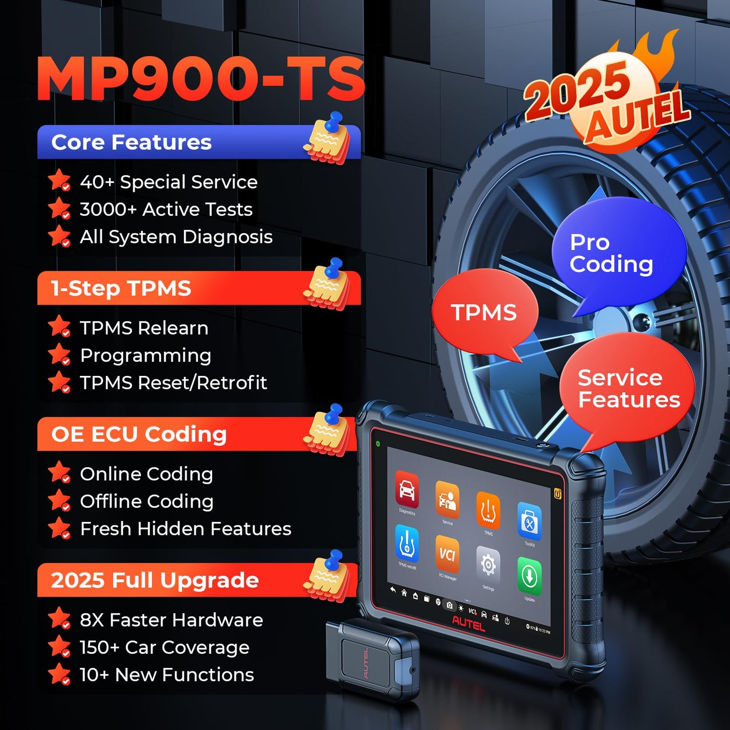 Autel MaxiPRO MP900TS Scanner – 2025 All-In-One TPMS & ECU Diagnostic Tool