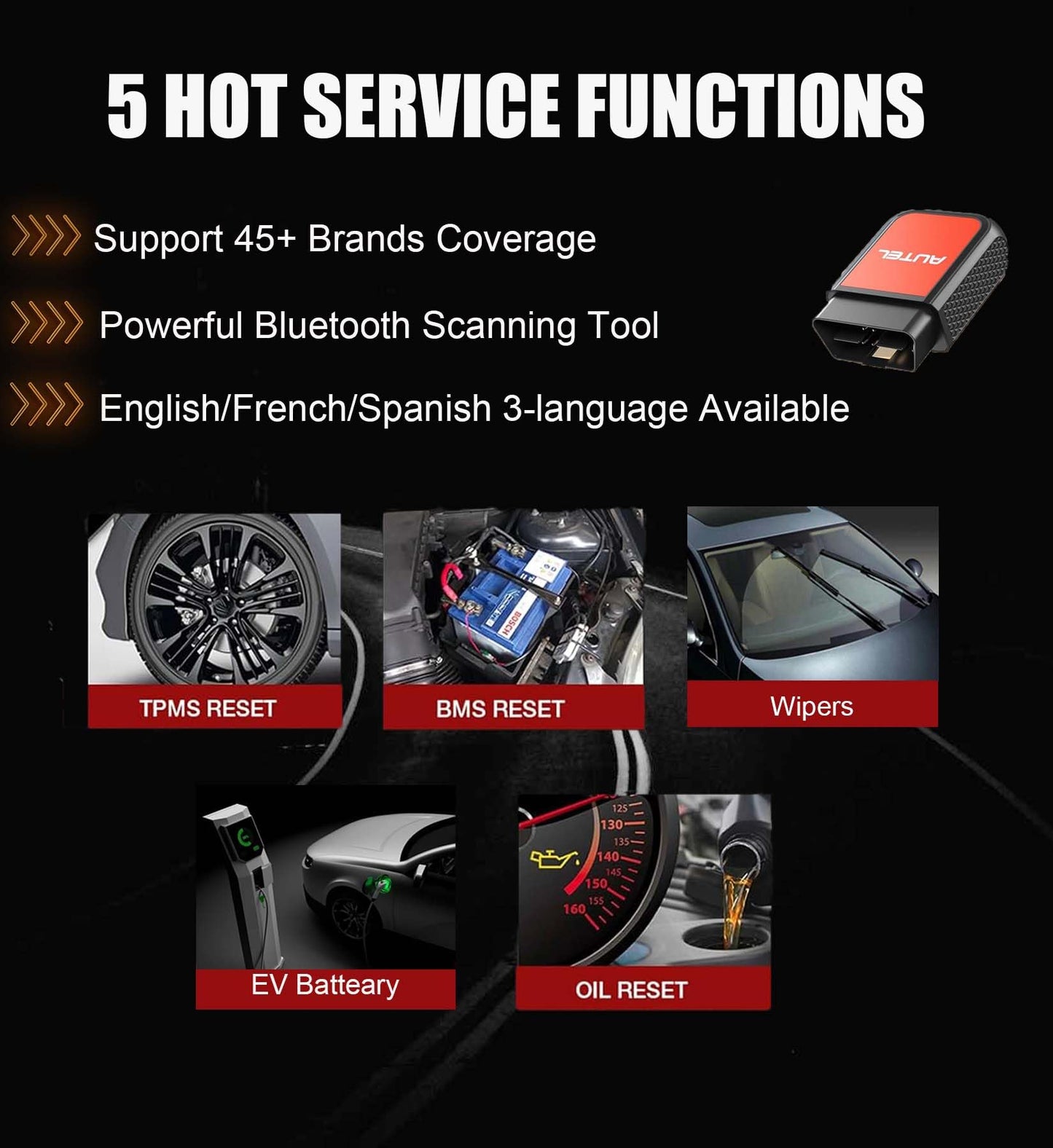 Autel MaxiAP AP2500 Bluetooth OBD2 Scanner – 5 Service Functions & 45+ Brands