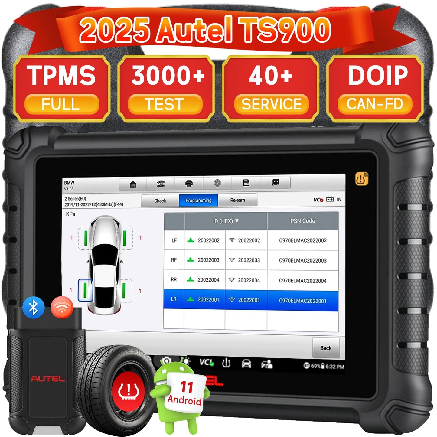 Autel MaxiTPMS TS900 2-in-1 TPMS Programmer & Diagnostic Scanner