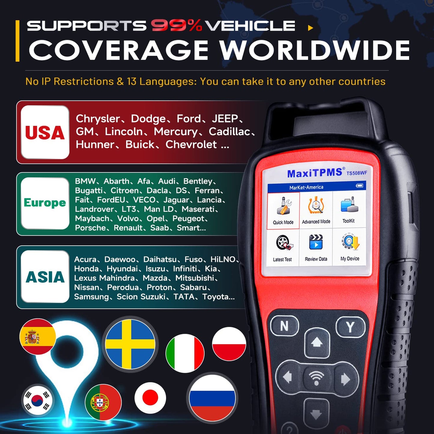 Autel MaxiTPMS TS508WF WiFi TPMS Programming & Reset Tool 2025