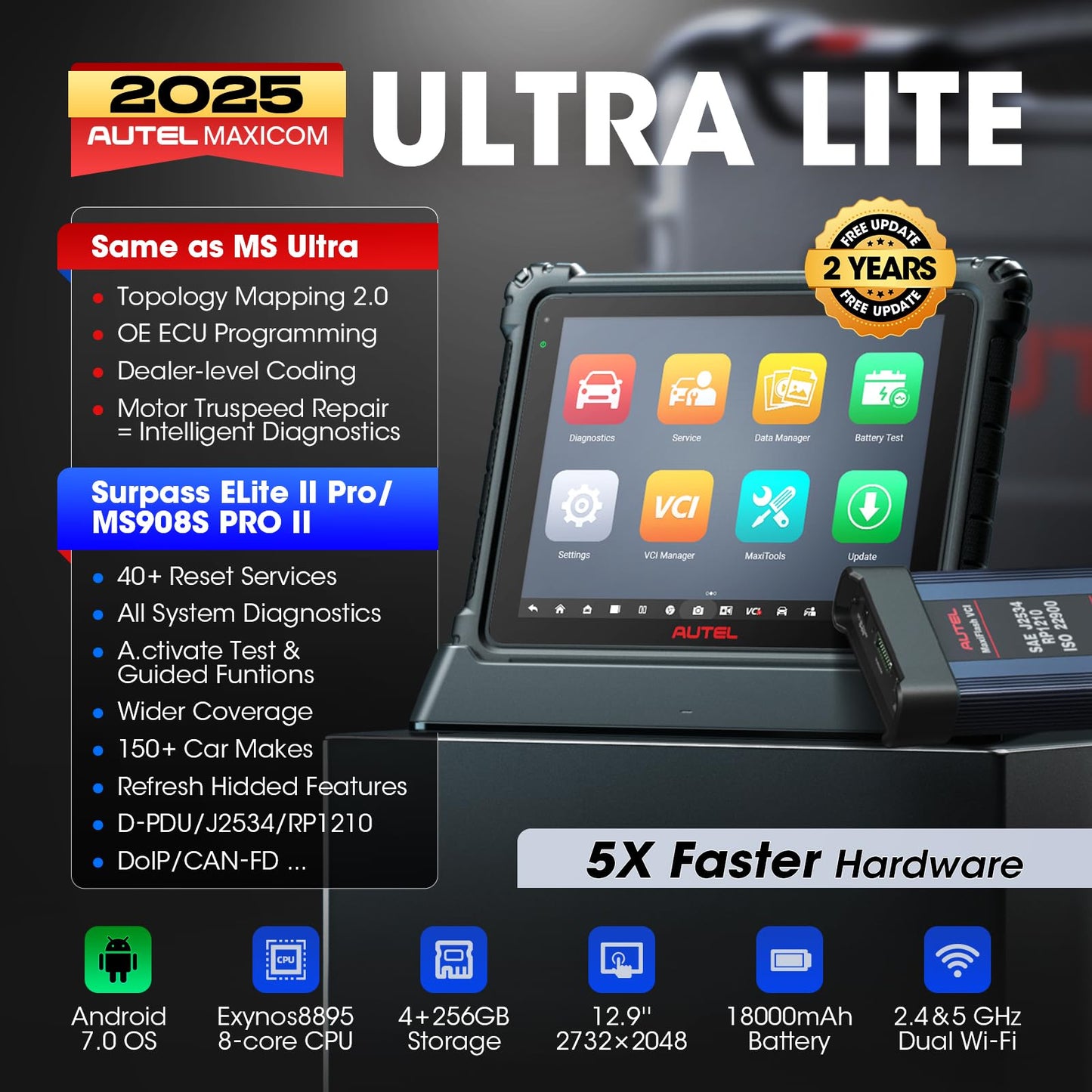 Autel Ultra Lite 2025 Scanner – ECU Programming, 40+ Services