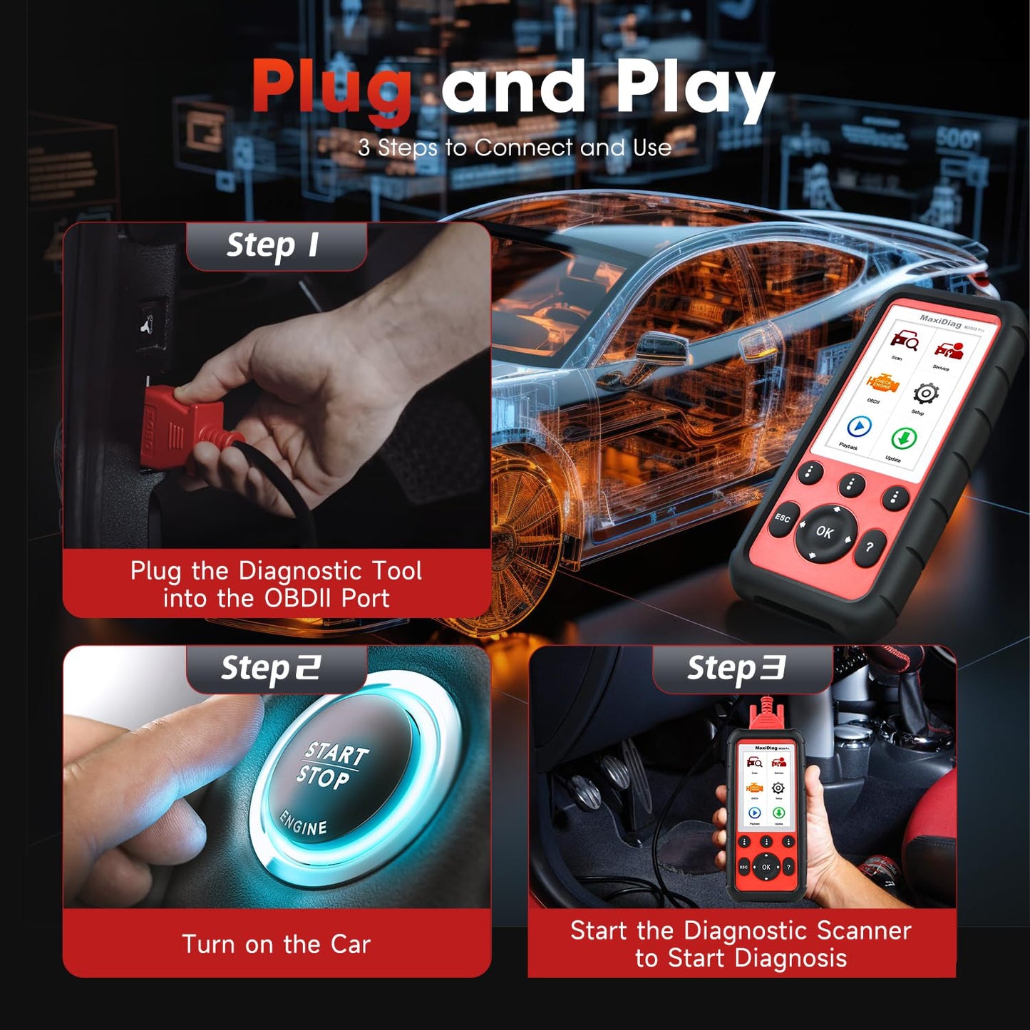 Autel MD808 PRO OBD2 Scanner – All-System Diagnostics & 7 Services