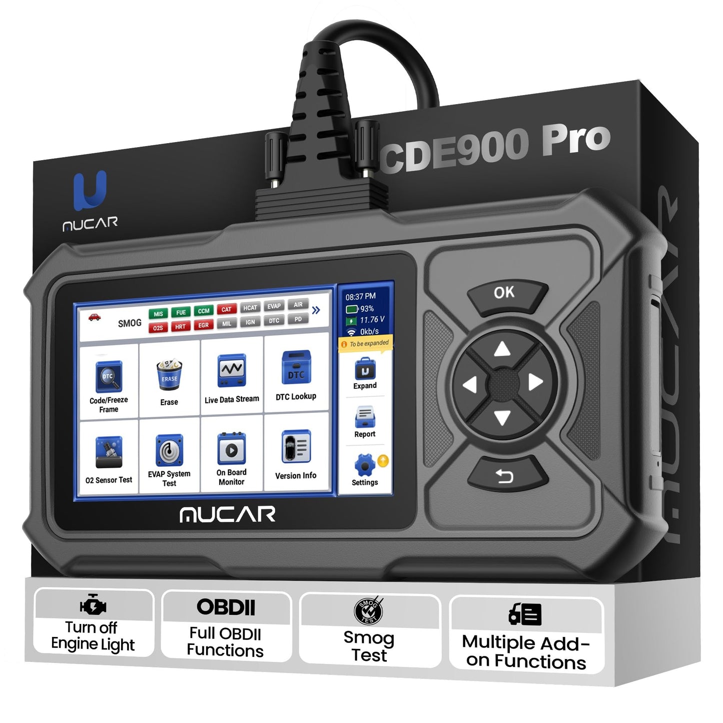 MUCAR CDE900 PRO OBD2 Scanner with Add-on Software & 5" Touchscreen