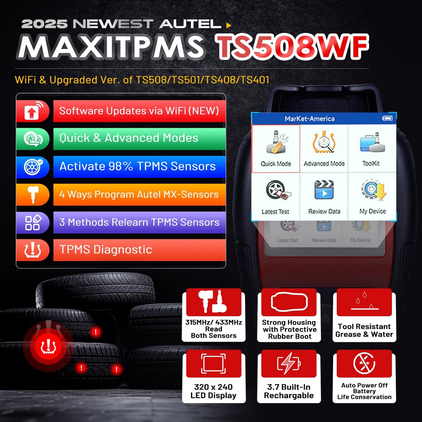 Autel MaxiTPMS TS508WF WiFi TPMS Programming & Reset Tool 2025